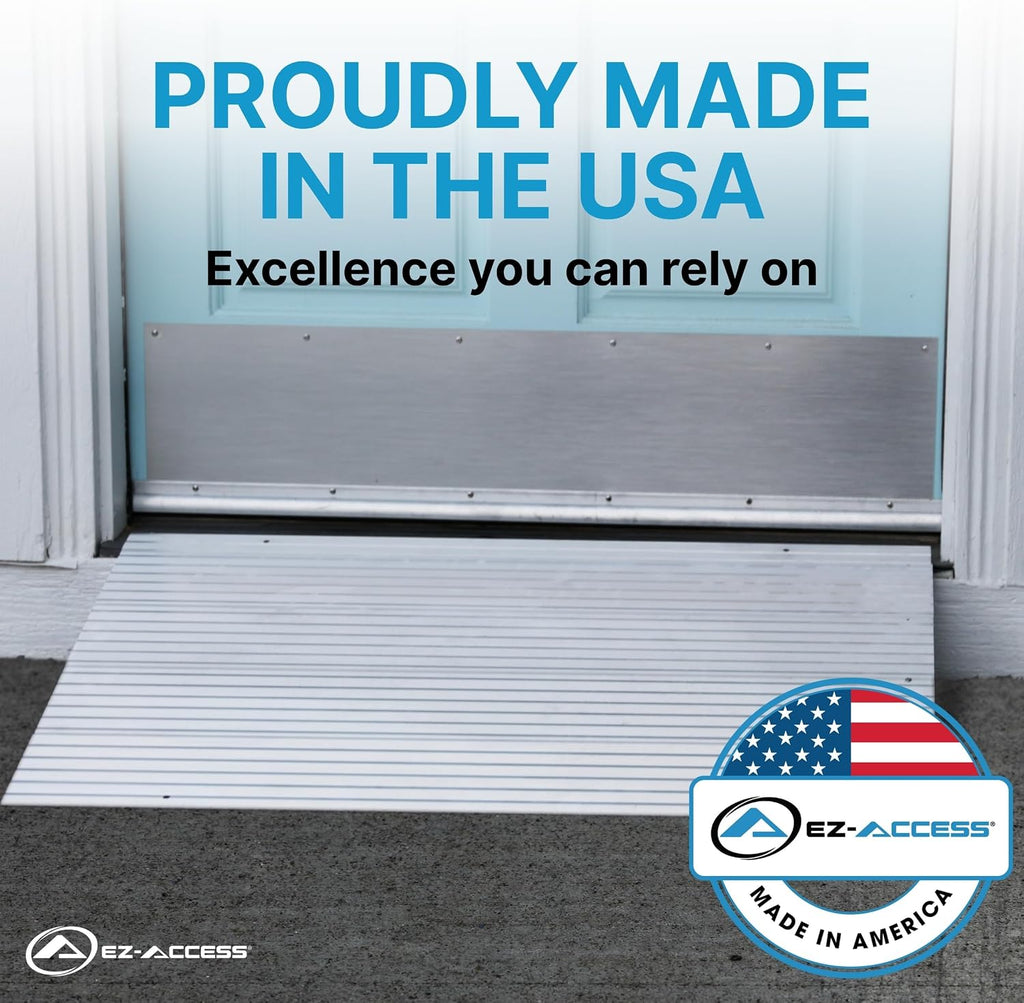 EZ-ACCESS - Threshold Ramps for Doorways - Portable Wheelchair Ramp for Home Steps, Aluminum Door Threshold Sliding Doors, Walker & Wheelchair Access - Adjustable Modular Transitions, 6' Rise