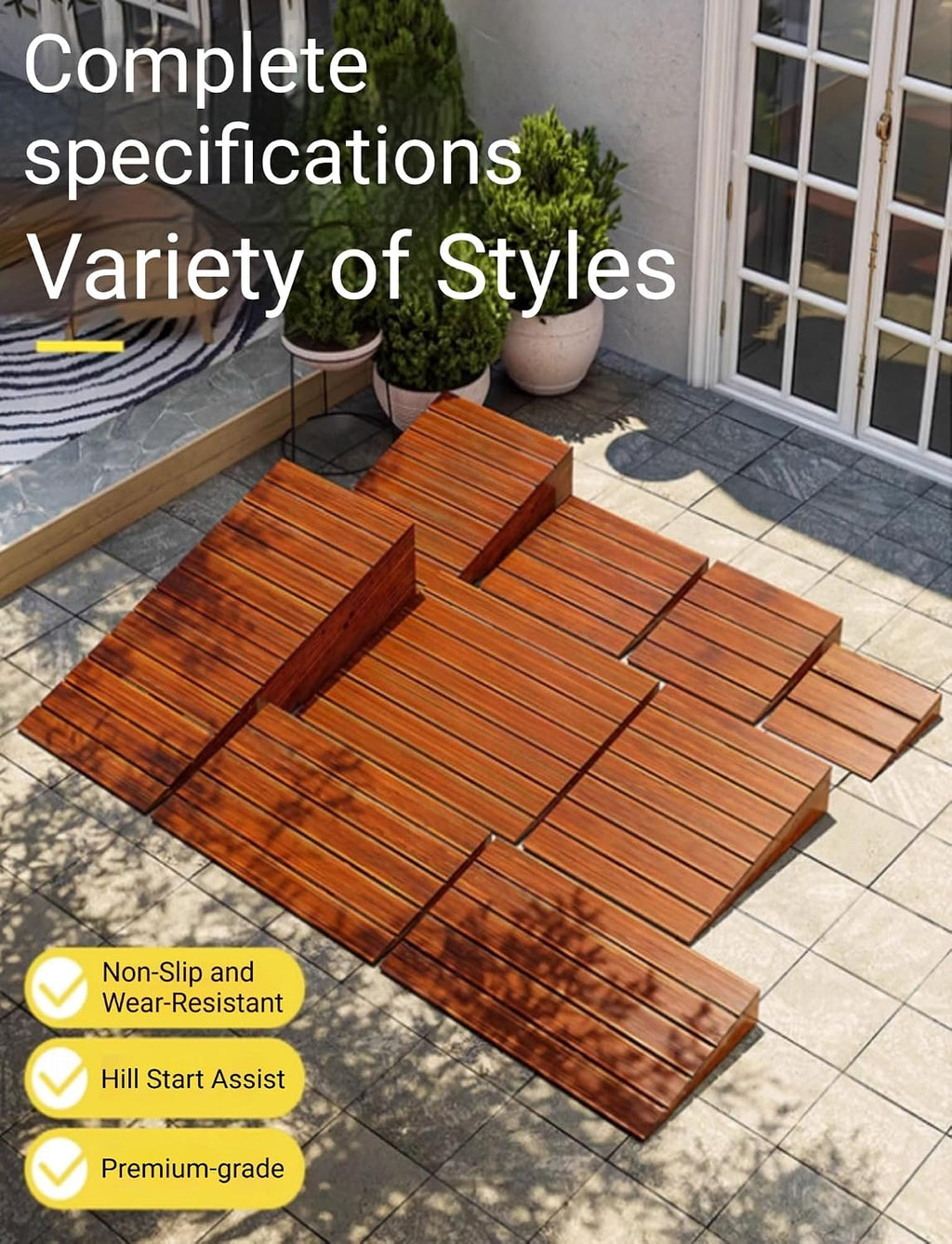 Wood Ramp for Doorways, Can Be Spliced Curb Threshold Ramps, Rise Entry Ramp for Home Steps(1/1.6FT(Color1,20x20x4in)