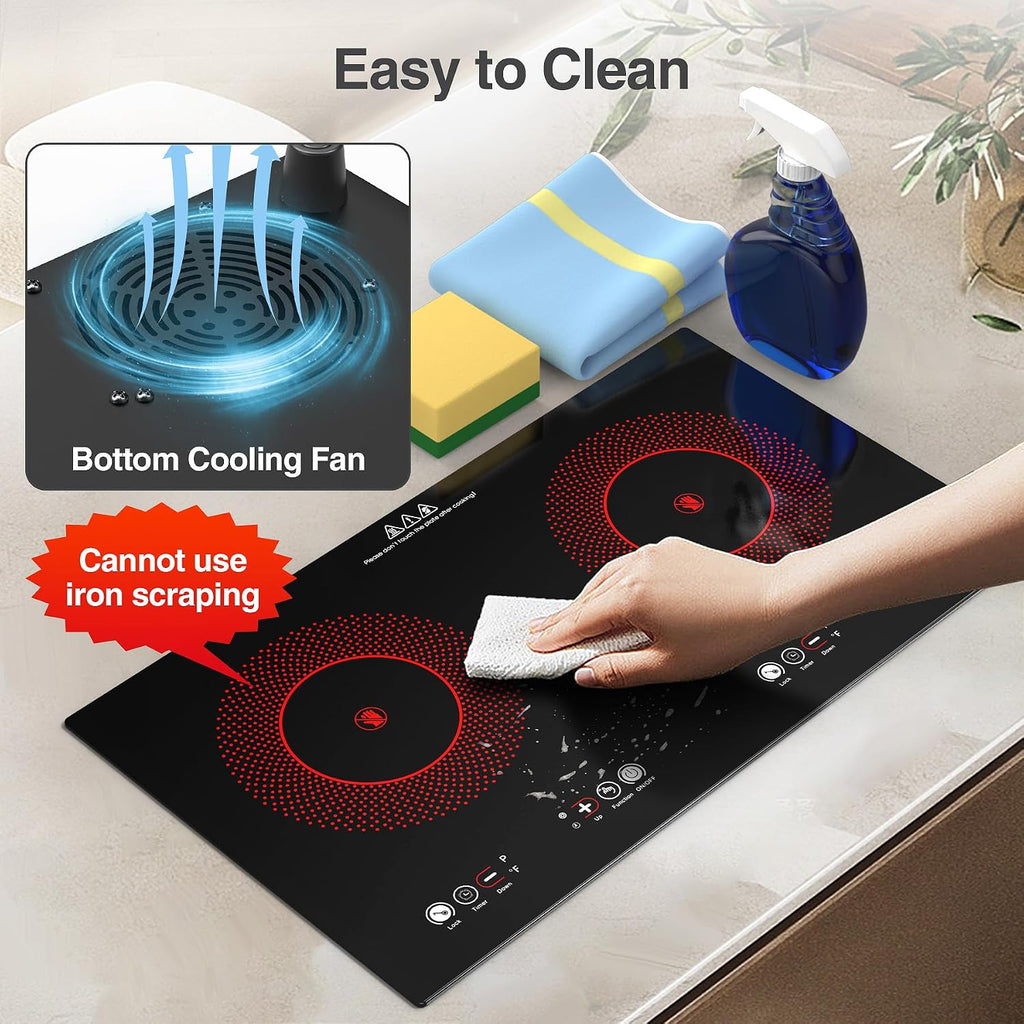 VBGK Single and Double Electric Cooktop, 110V Electric Stove Top with 9 Power Levels, Kids Lock & Timer,LED Touch Control,Overheat Protection Electric Stove