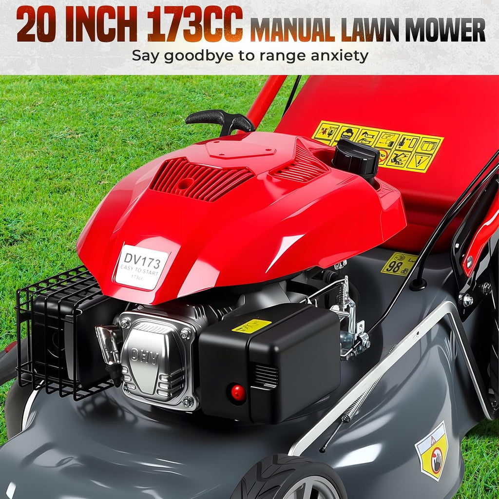 19 Inch Foldable Self Propelled Lawn Mower, 3-in-1 Gas Lawnmower with 131cc 4-Cycle Engine, Bagging, Mulching and Side Discharge, Adjustable 8-Positions Cutting Height, Easy Start Red