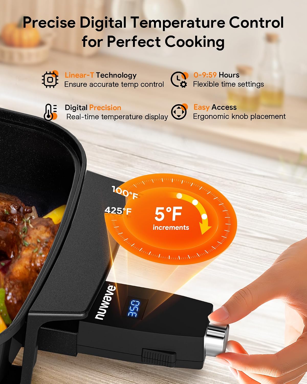 Nuwave Medley XL Digital Electric Skillet, Family Size Griddle w/Glass Lid, 2025 New & Improved Precision Heating, 100°-425°F, PFAS Free G11 Nonstick Ceramic Coating, Portable Hot Plate, 7qt Capacity