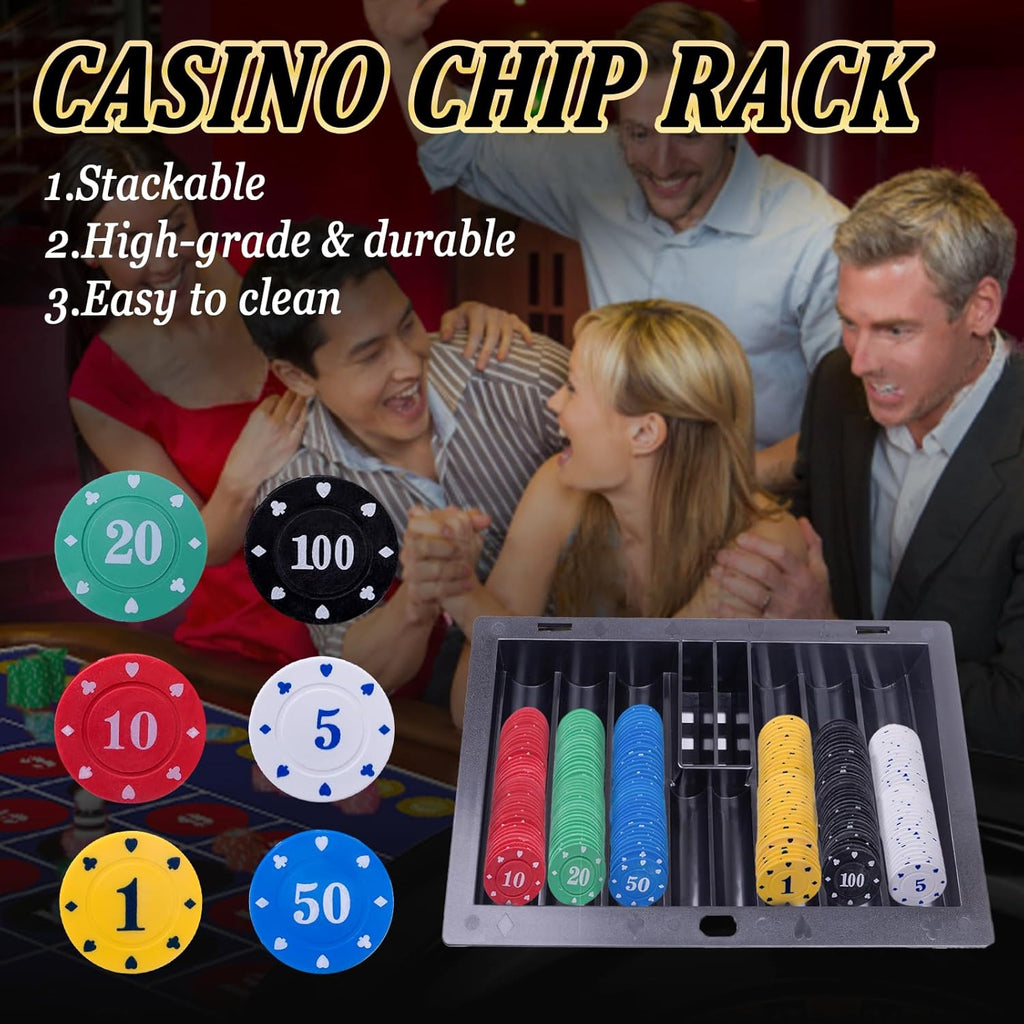 5 in 1 Premium Casino Game Set: Blackjack/Roulette/Craps/Texas Holdem/Poker Game Kit with 360 Chip+8 Deck Card+Roulette Wheel+2 Two-Sided Felt+6 Dice+Stratedgy Card,Texas Holdem Poker Blackjack Set