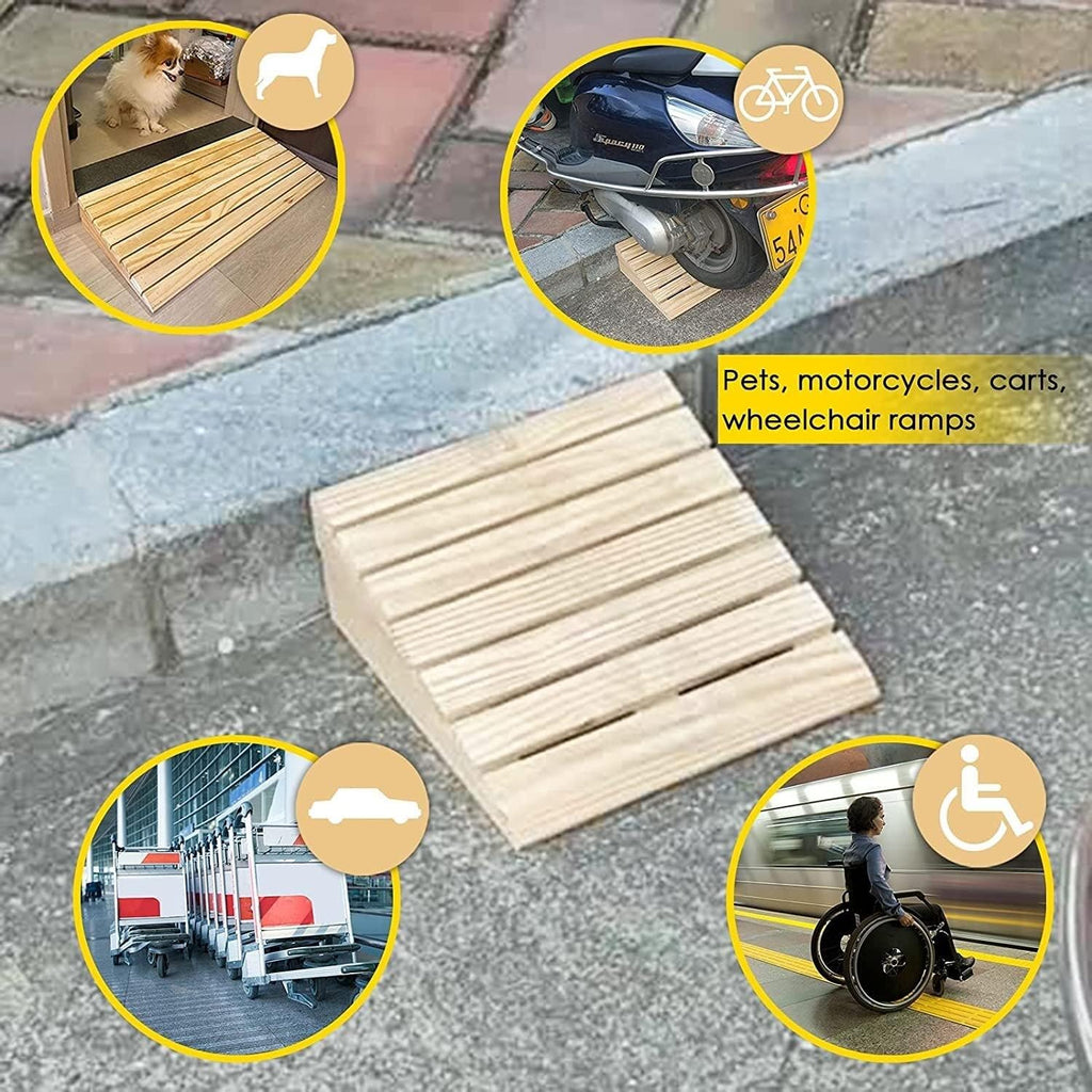 Curb Ramp for Driveway, Door Threshold Ramp Wood/Large Entryway Transition Ramp, Portable Non Slip Home Slope for Moving(100x43x18cm (39.4x17x7in))