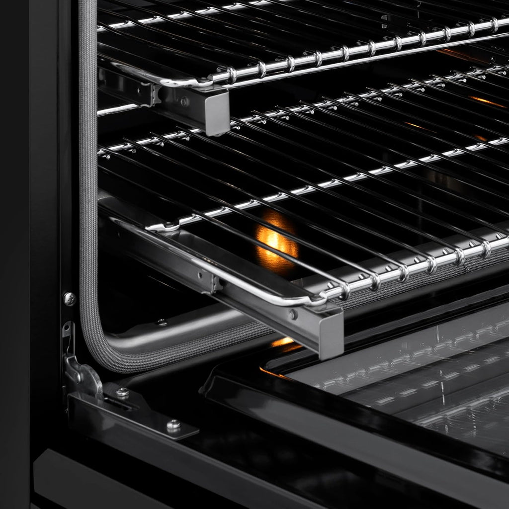 ZLINE Autograph Edition 30 in. 4.2 cu. ft. Paramount Induction Range with 4 Element Cooktop and Electric Convection Oven in Black Stainless Steel with Polished Gold Accents (SINRBZ-30-G)