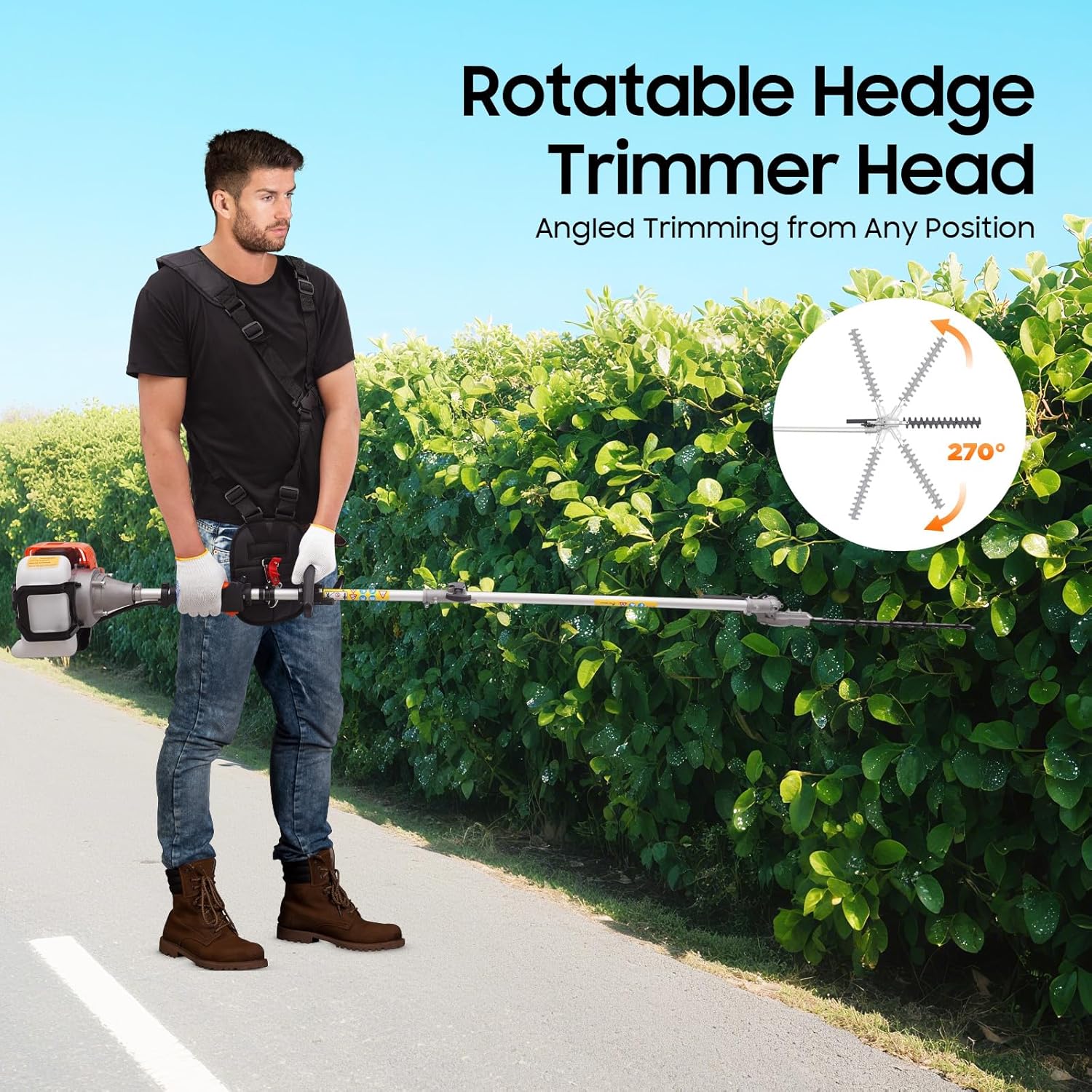2026 New 52CC 2-Stroke Gas Weed Wacker, 5-in-1 Multi-Functional Lawn Mower Garden Hedge Trimmer String Trimmer Pole Chainsaw with Extension Pole, Weed Eater for Grass and Bush