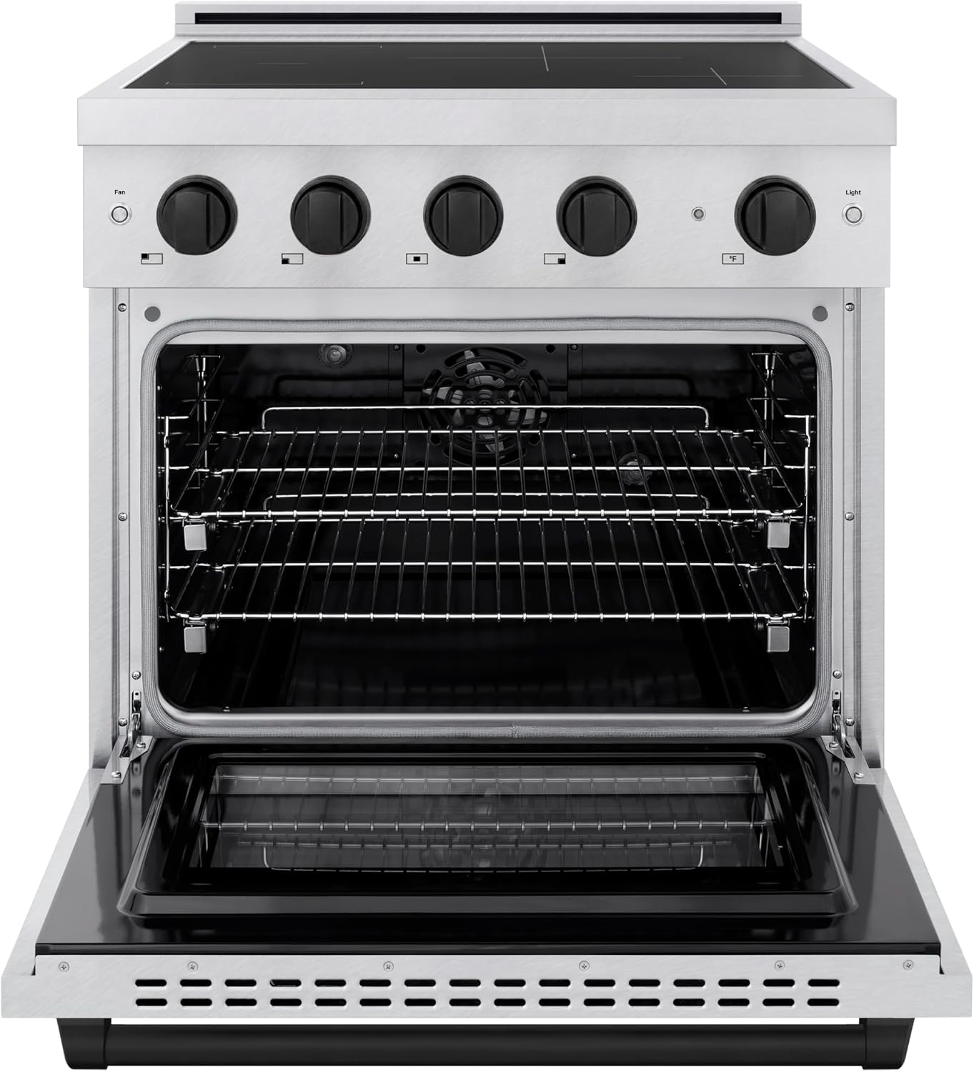 ZLINE Autograph Edition 30 in. 4.2 cu. ft. Paramount Induction Range with 4 Element Cooktop and Electric Convection Oven in Satin Stainless Steel with Matte Black Accents (SINRSZ-30-MB)
