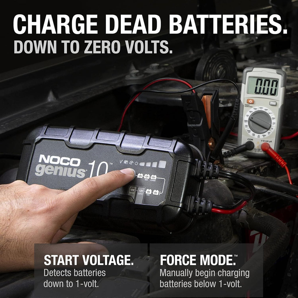 NOCO GENIUS10: 10A 6V/12V Smart Battery Charger – Automatic Maintainer,Trickle Charger&Desulfator with Overcharge Protection&Temperature Compensation – for Lead-Acid-&Lithium Batteries,(Pack of 4)