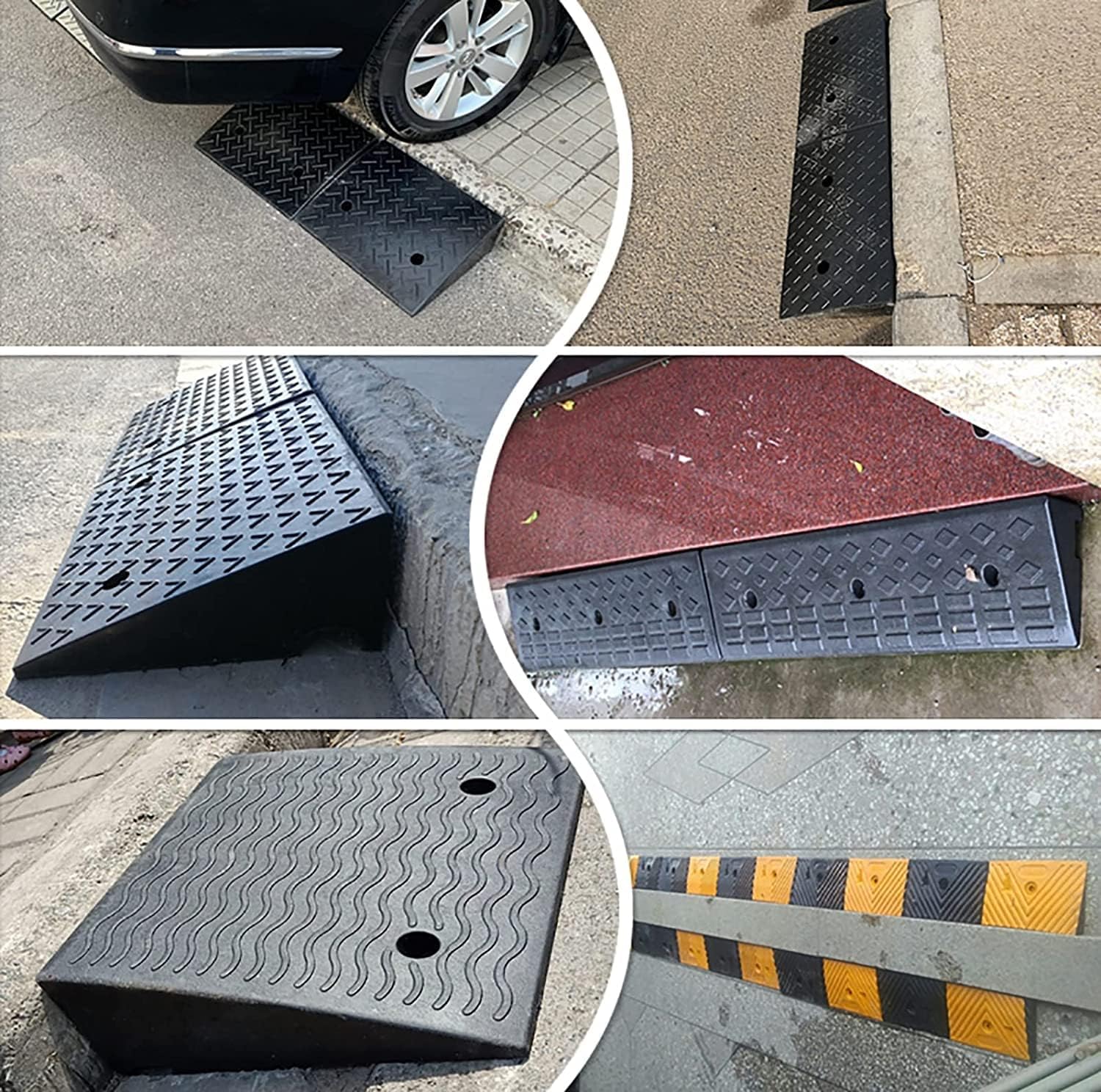 Handicap Ramps Wheelchair Ramp Heavy Duty Rubber Threshold Ramp Non-Slip Wear-Resistant Scooter Ramp for Home Door Dock Kerb Ramps Load 3 Tons Sturdy