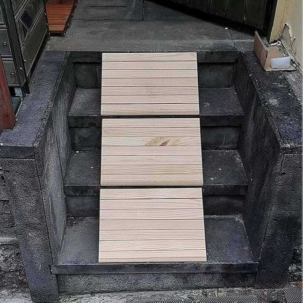 Threshold Ramp 39.4x13x4in, Front Door Entry Ramp, Wooden Portable Wheel Chair Ramp, Threshold Ramps for Doorways, Sturdy Wood Structure, for Home/Front Door/Yard/Patio/Entry