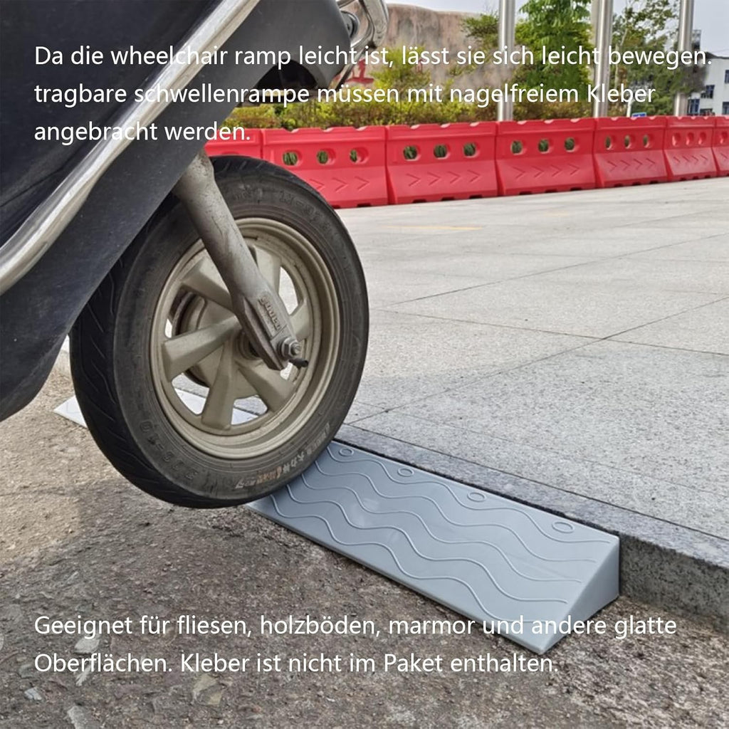 Portable 5cm Rubber Wheelchair Threshold Ramp - Cream Color, Easy Access for Mobility Devices, Lightweight & Durable Door Ramp (Grey, 2.5cm)