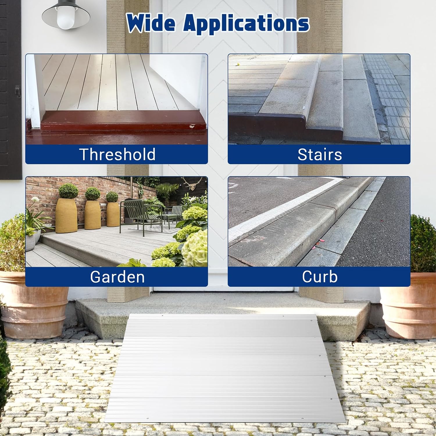 3' Rise Door Threshold Ramp,Aluminum Alloy Entry Ramp for Wheelchair Scooters Power Chairs Walkers