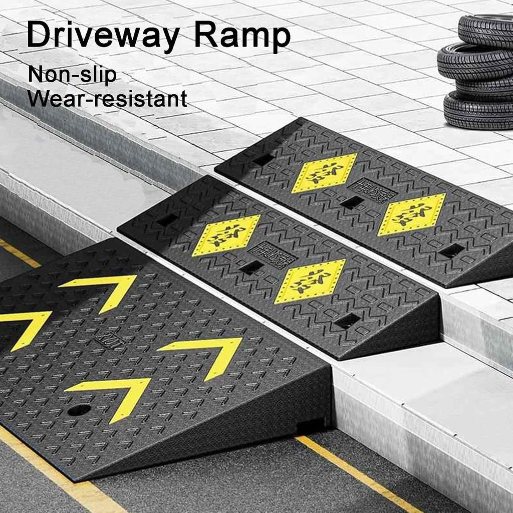 Driveway Ramp Non-Slip Solid Rubber Wheelchair Ramp Heavy Duty Threshold Ramp for Garages RV Truck Loading Dock(100 * 25 * 4cm/39 * 10 * 1.6in)