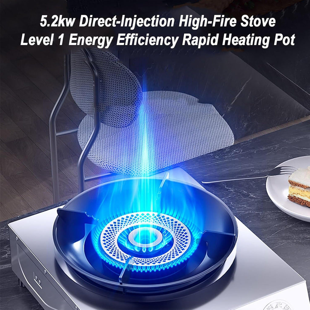 Gas Stove 1 Burner,5.2KW Firepower,Stainless Steel All-Copper Pot Rack,Natural Gas to Liquefied Gas Conversion Stove,with Flameout Protection,for home kitchen(NG)
