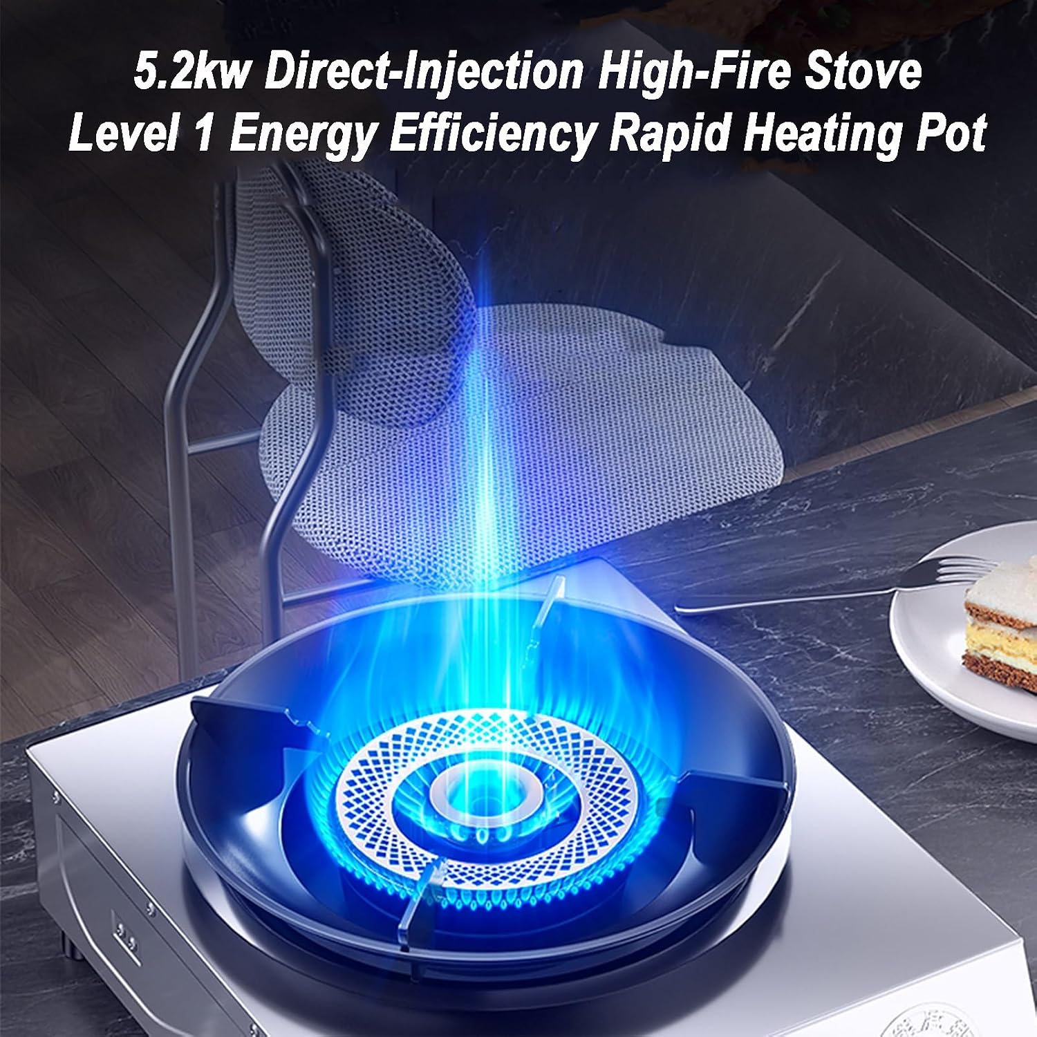 Gas Stove 1 Burner,5.2KW Firepower,Stainless Steel All-Copper Pot Rack,Natural Gas to Liquefied Gas Conversion Stove,with Flameout Protection,for home kitchen(LPG)
