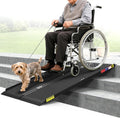 5FT Portable Wheelchair Ramp with Quick-Lock, Black Seamless Non-Slip Aluminum Folding Handicap Ramp,Threshold Ramp for Doorways, Wheel Chair Ramp for Home Steps