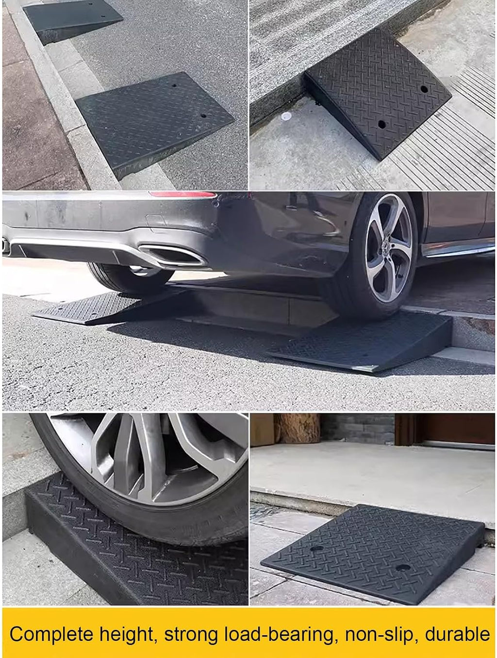 Rubber Curb ramp, high Heavy Duty Rubber Threshold ramp, Portable car ramp, Suitable for car Wheelchair Pedal, Stair Door ramps(50 * 80 * 17cm/20 * 31.4 * 6.6in)