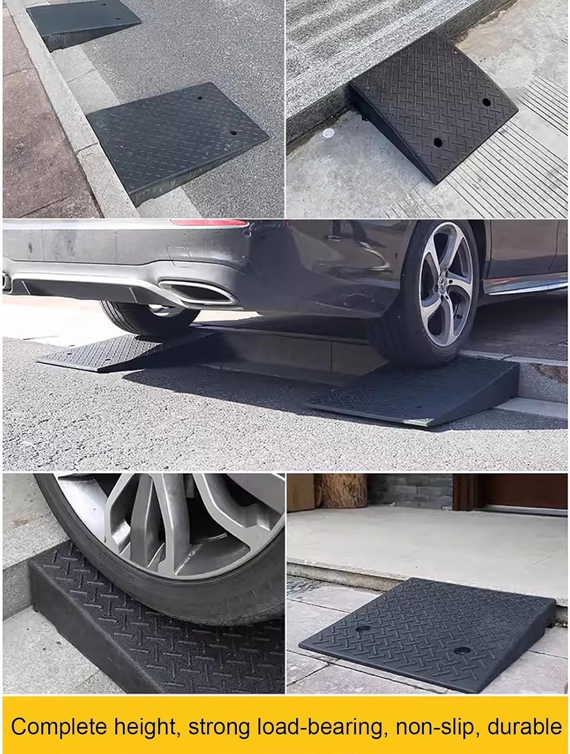 Rubber Curb ramp, high Heavy Duty Rubber Threshold ramp, Portable car ramp, Suitable for car Wheelchair Pedal, Stair Door ramps(50 * 80 * 20cm/20 * 31.4 * 7.8in)