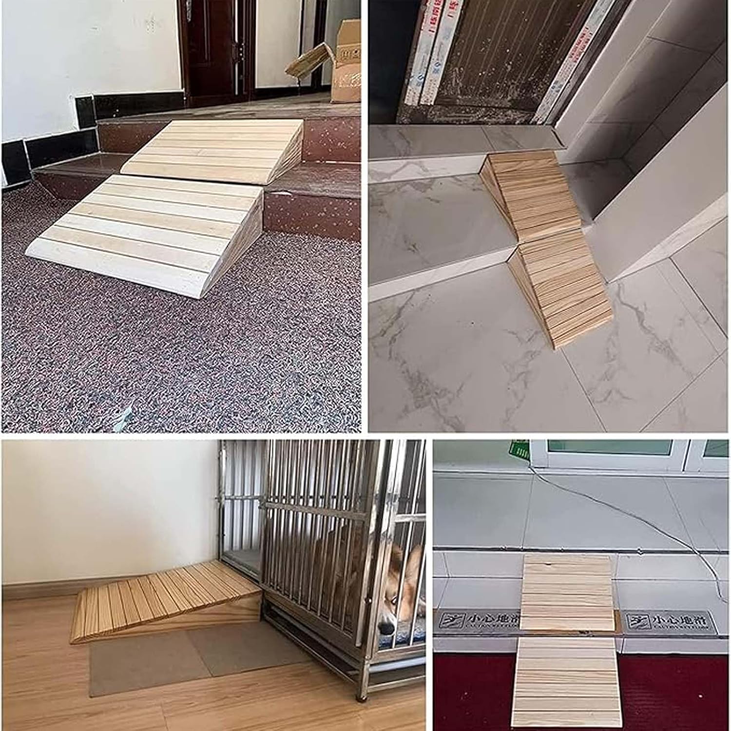 Steps Kerb Ramps 31.5x16x6in, Rise Threshold Ramp, Wooden Threshold Ramps for Doorways, Non-Slip Wheelchair Threshold Ramp, Barrier-Free Lightweight, for Garage, Patio, Porch