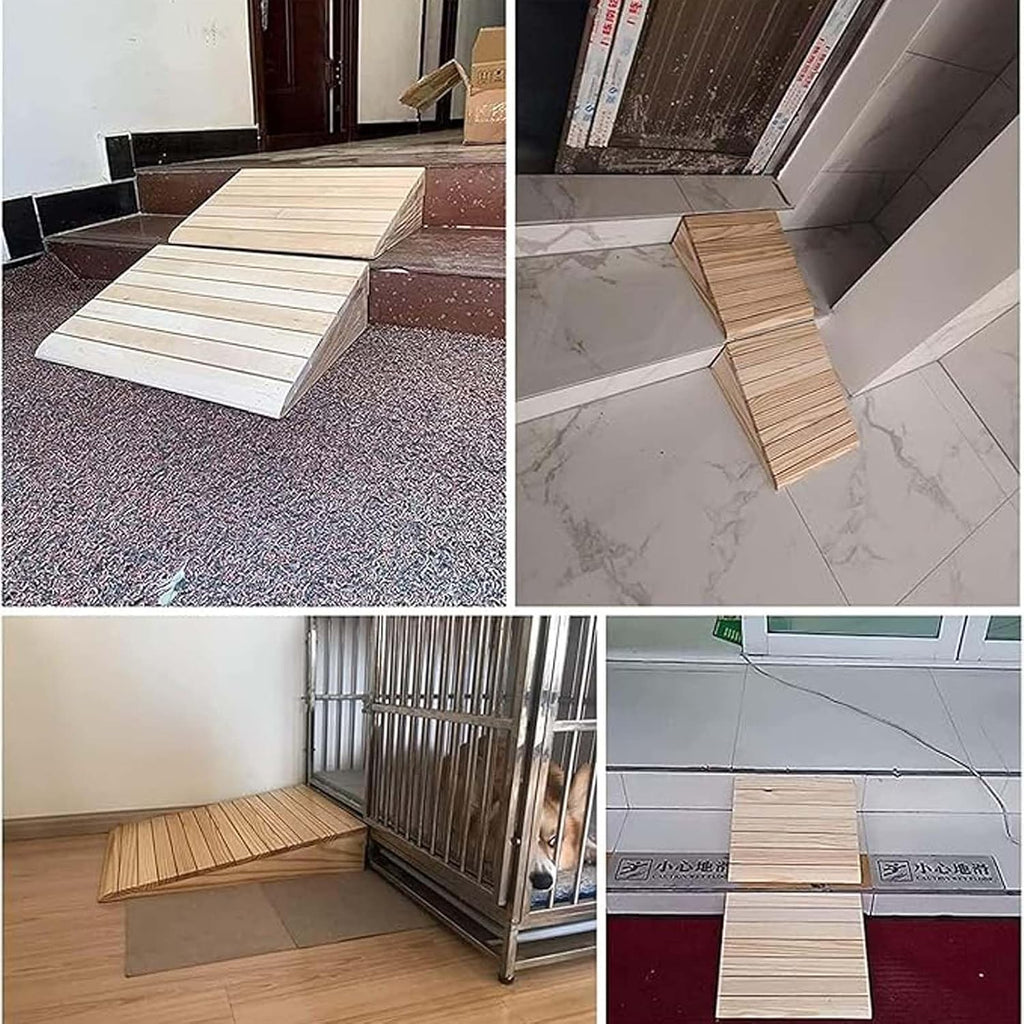 Steps Kerb Ramps 23.6x13x4in, Rise Threshold Ramp, Wooden Threshold Ramps for Doorways, Non-Slip Wheelchair Threshold Ramp, Barrier-Free Lightweight, for Garage, Patio, Porch