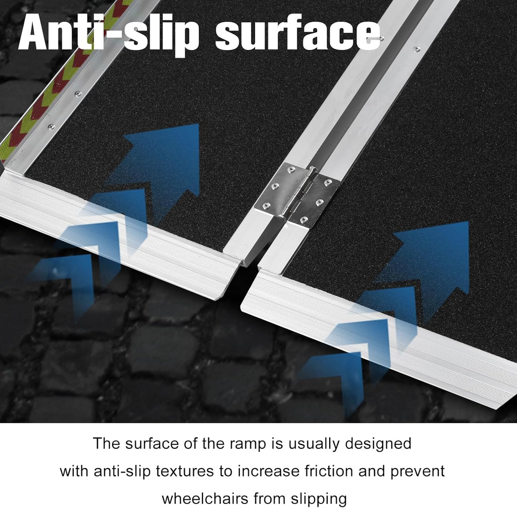 Generic Portable Wheelchair Ramp Aluminum Folding Handicap Ramp Door Threshold Wheelchair Ramp for Home Steps Stairs Entry Threshold Doorways