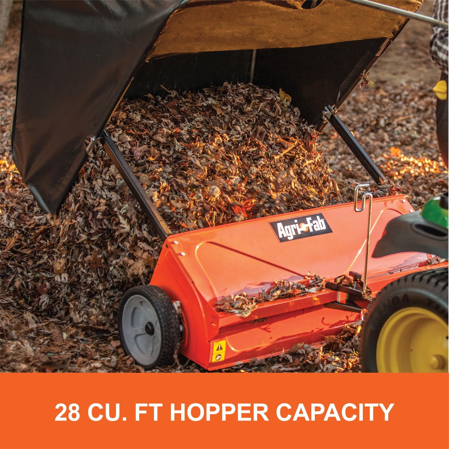 Agri-Fab 45-0492 44' Tow-Behind Lawn Sweeper, 28 cu. ft Hopper Bag Capacity; Leaf & Grass Catcher, with Adjustable Brush Height and Dump From Seat Handle
