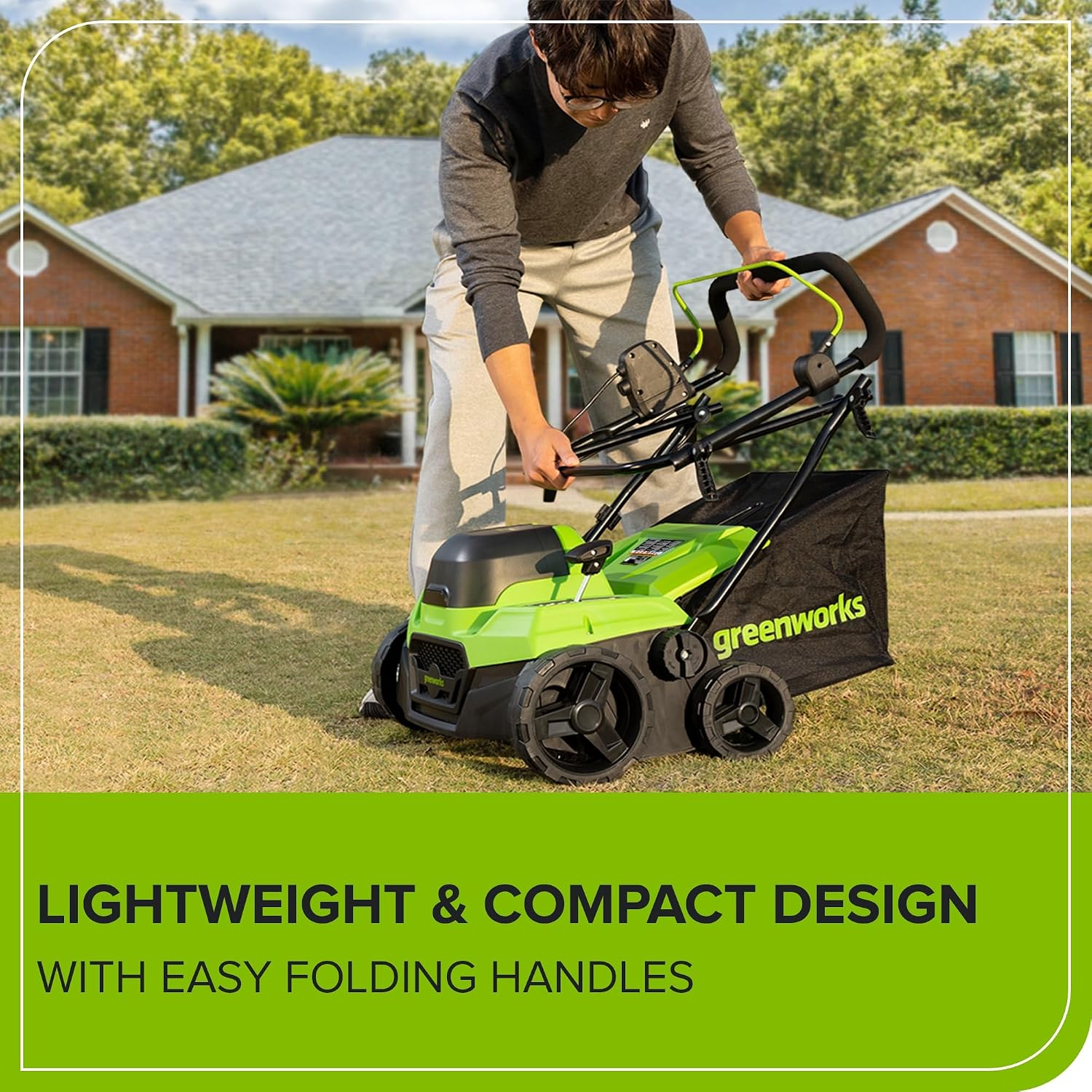 Greenworks 40V 15-Inch 2-in-1 Dethatcher & Scarifier, 5.0Ah Battery & Rapid Charger Included, Brushless Motor, 5-Position Depth Adjustment