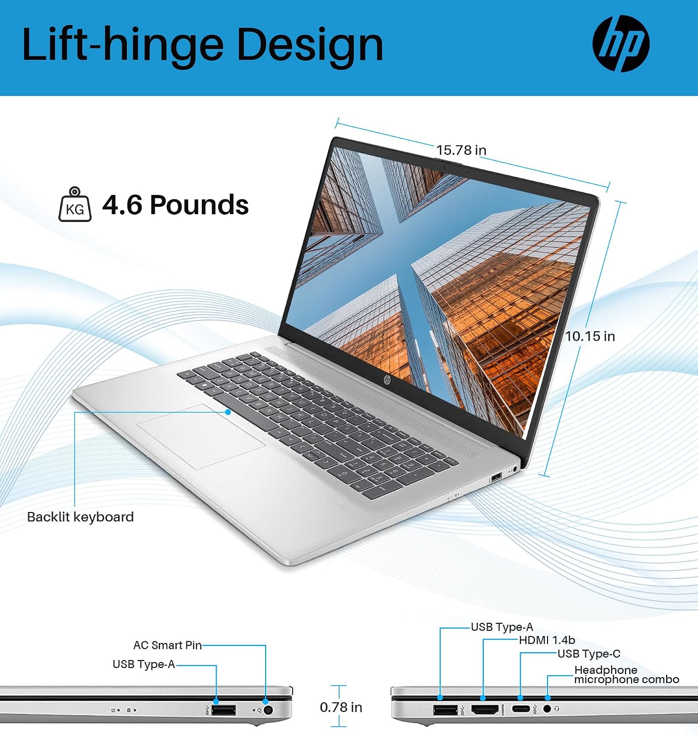 HP 17.3 Business Laptop 2024, 17.3' FHD Display, Intel Core i5 1335U Processor (10 Cores, Up to 4.6GHz), 16GB RAM, 512GB SSD, Intel Iris Xe Graphics, Wi-Fi i 6, Backlit Keyboard, Win 11 Pro