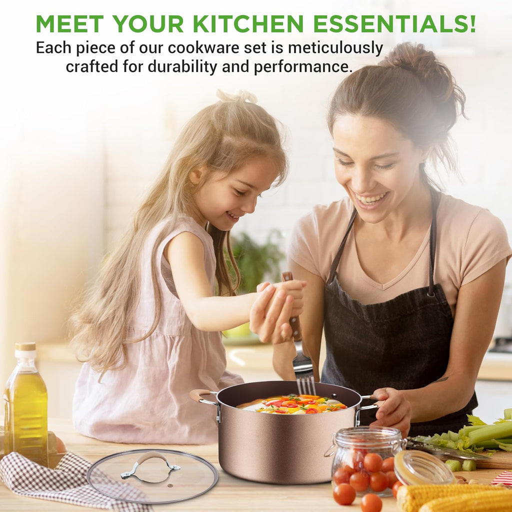 NutriChef 14-Piece Pots and Pans Set Non Stick – Induction Cookware Set, PFAS-Free Nonstick Cookware for All Cooktops, Includes Kitchen Utensils
