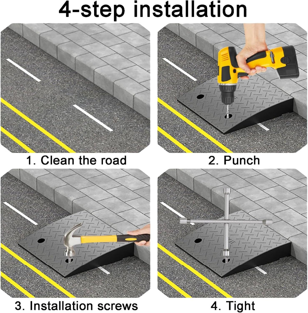 Curb Ramp Heavy Duty Rise Threshold Ramp with Expansion Screws Driveway Ramp for Loading Dock Warehouse Wheelchair(50 * 100 * 22cm/20 * 39 * 8.7in)