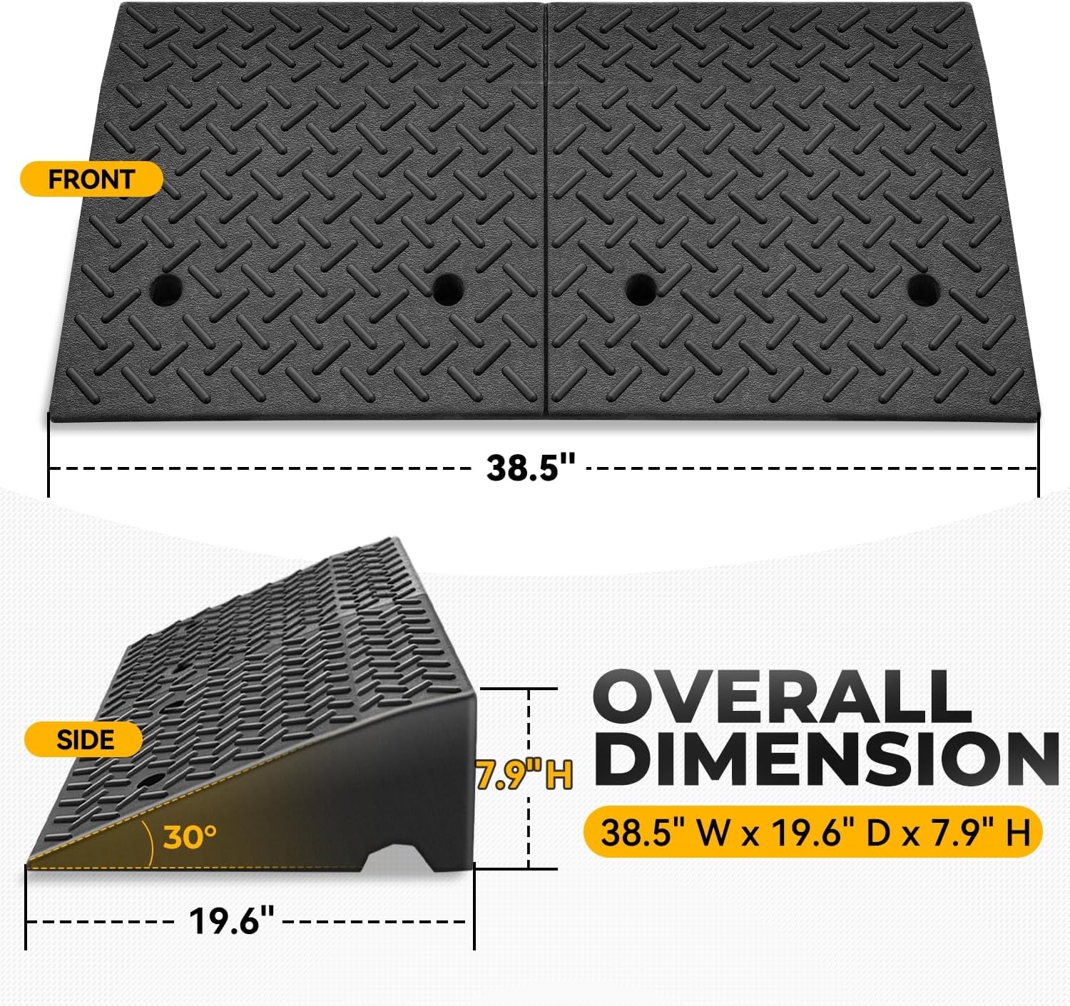 Auto Dynasty Rubber Curb Ramps, 7.9' Lift Height Curbside Driveway Ramp, 4410 LBS/2T Capacity Sidewalk Curb Ramp for Cars Trucks Bikes Motorcycles Wheelchairs, 2 Pack