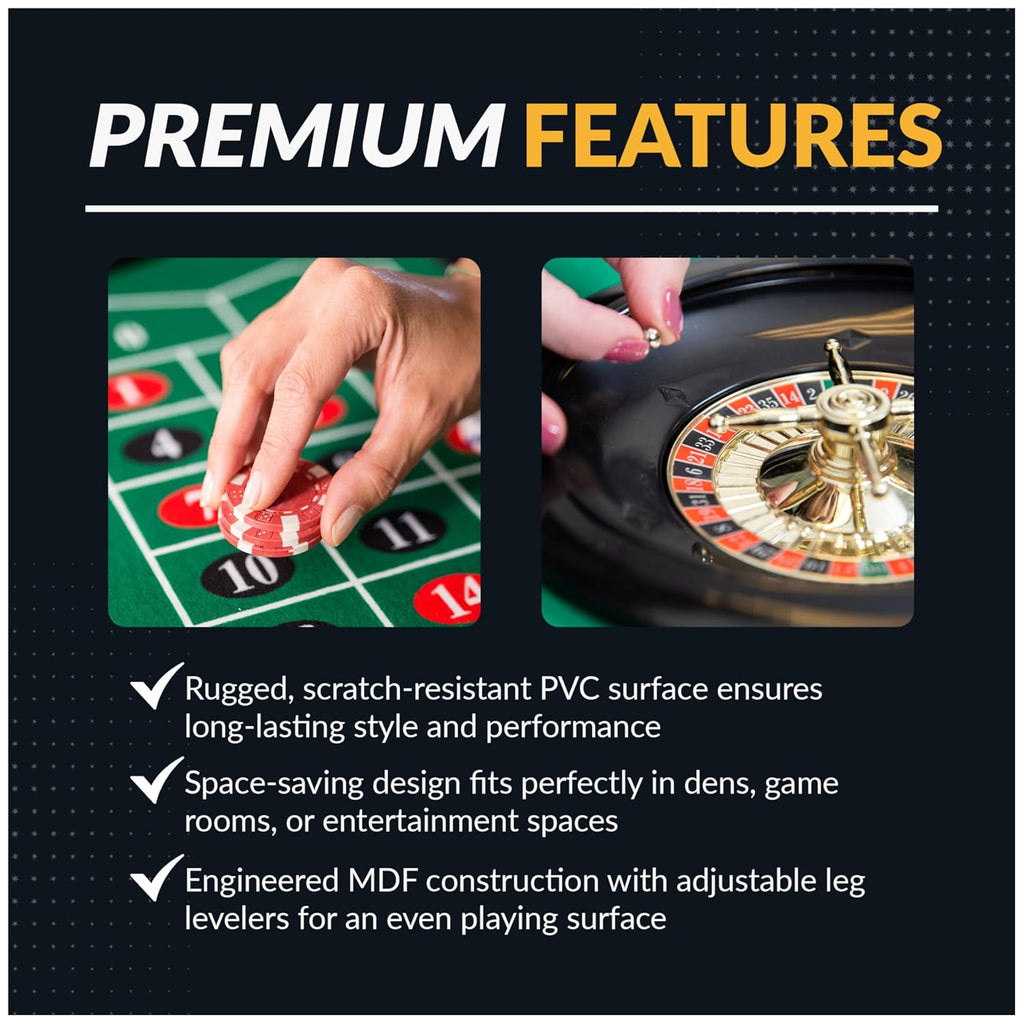 Hathaway Classic Monte Carlo 4 in 1 Casino Game Table - Includes Craps Table, Roulette Table Top, Blackjack Table Top Which Can Be Used as Poker Table Top, Bar Table Top, & Complete Game Accessories
