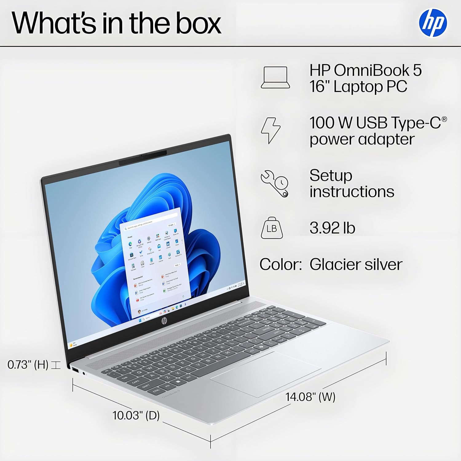 HP OmniBook 5 AI PC Touchscreen Laptop, Intel Ultra 9 285H, 32GB LPDDR5X RAM, 2TB NVMe SSD, 16' IPS, Intel Arc 140T, WiFi 6E, Backlit Keyboard, Windows 11 Home, Copilot+ Ready, Type C RJ45 Cable