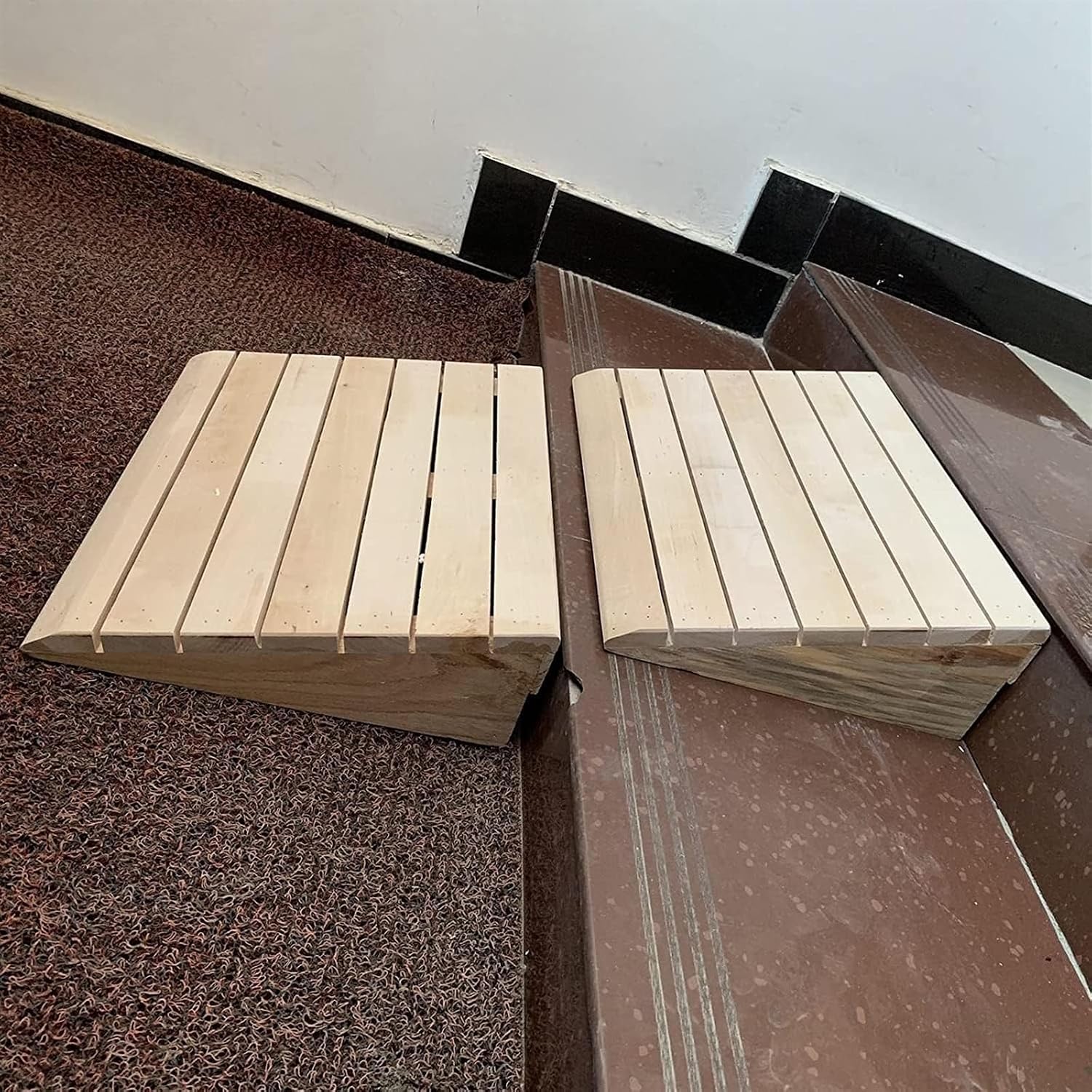 Ramps Threshold Ramp, Wooden Driveway Curb Ramps for Low Cars, 3/4/6 Inch Rise Non-Slip Stairs Ramps for Wheelchairs/Home/Doorways, Outdoor Door Threshold Ramp