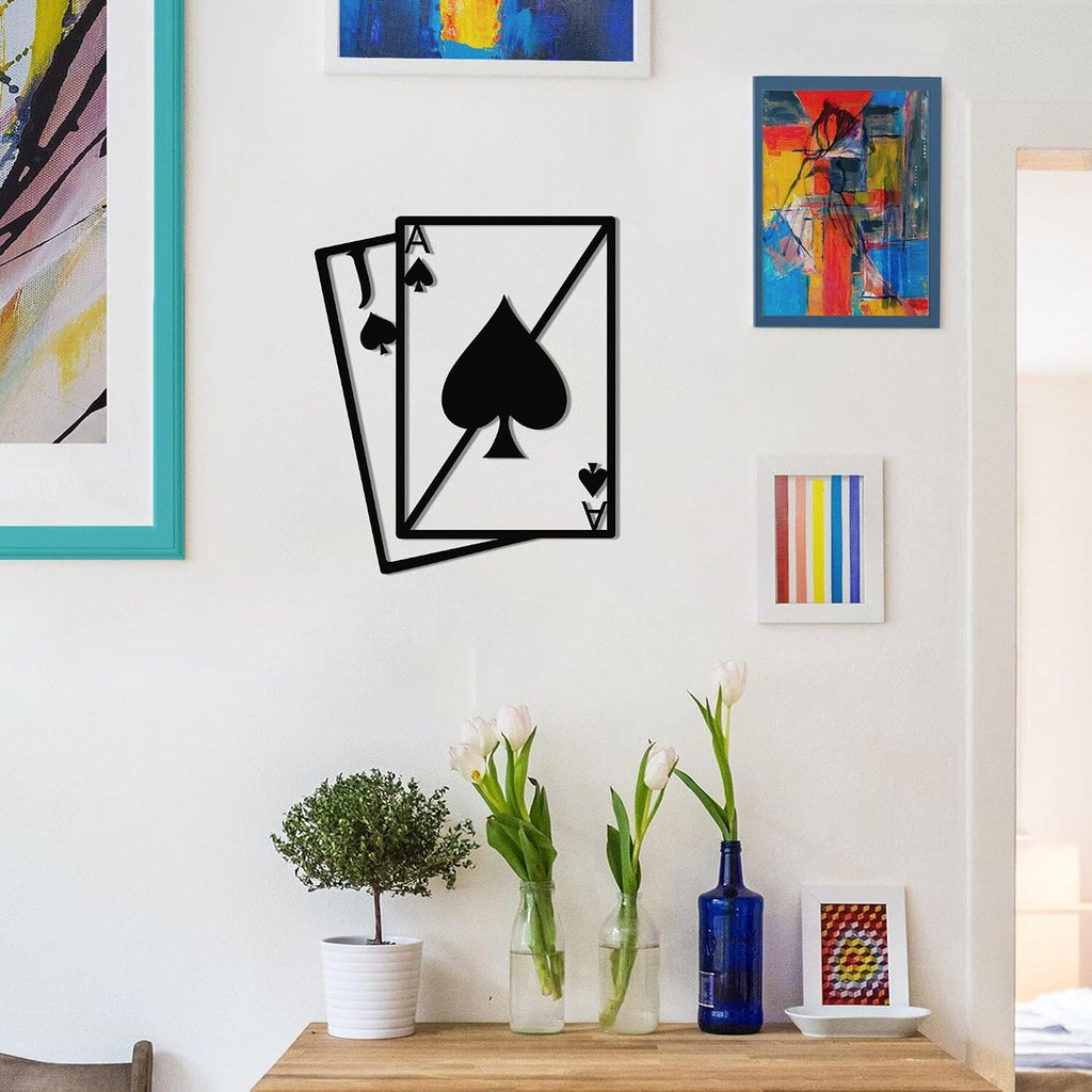 Vivazle Ace of Spades Metal Wall Art - Premium Playing Card Wall Decor - Casino Style 3D Steel Sculpture - Man Cave, Game Room Decor - 3 Sizes (*26' W x 30' H / 66x76cm)