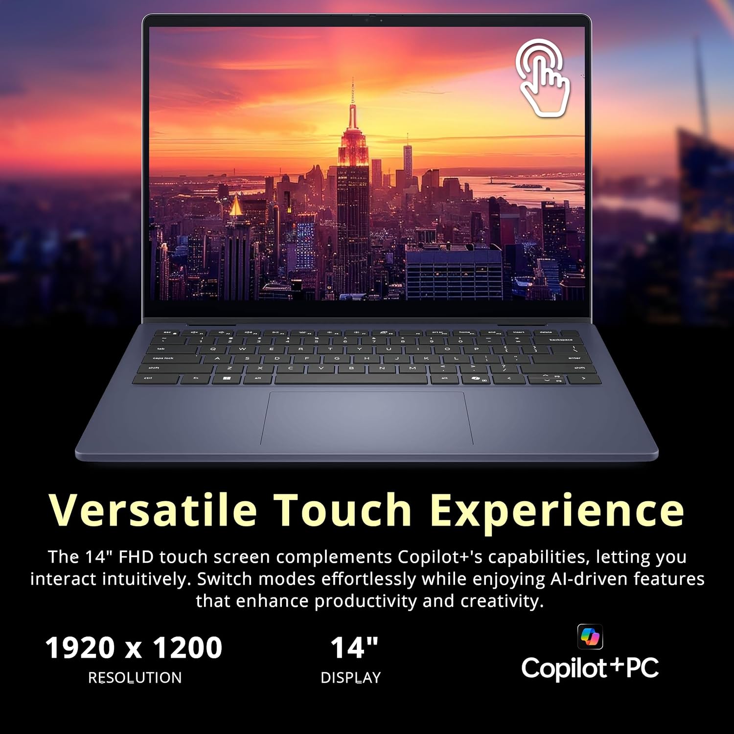 Dell 14' 2K 2-in-1 Touchscreen Laptop, AMD Ryzen AI 7 350, 16GB RAM, 3TB Storage (2TB SSD+1TB Docking Station Set), AMD Radeon 860M, Copilot, Backlit Keyboard, Fingerprint Reader, Win 11 Pro, Blue