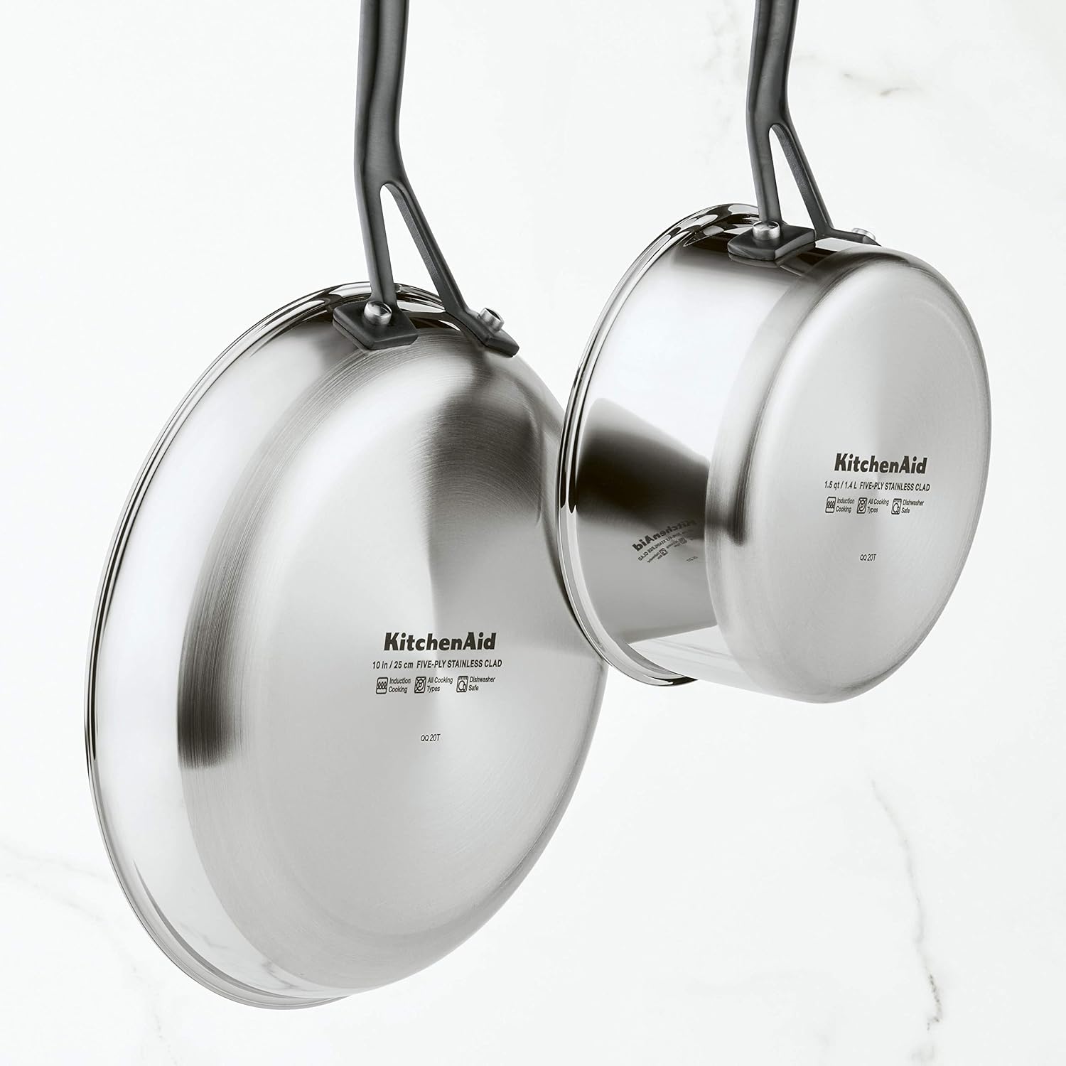 KitchenAid 5-Ply Clad Polished Stainless Steel Cookware Pots and Pans Set, Cookware Set (10 Piece)