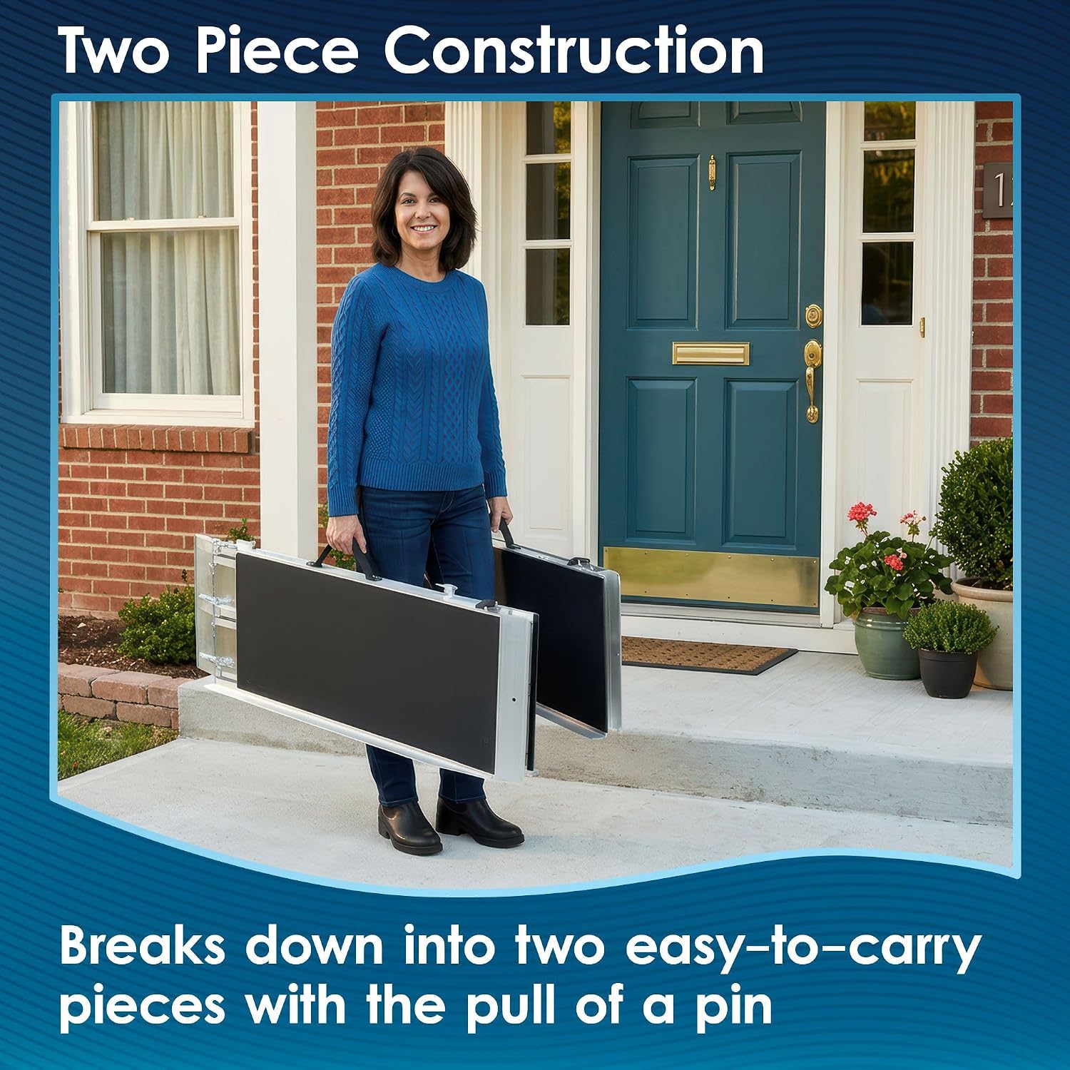 5' Portable Wheelchair Ramp for Home Steps, 600 lb, Scooter, Silver Spring