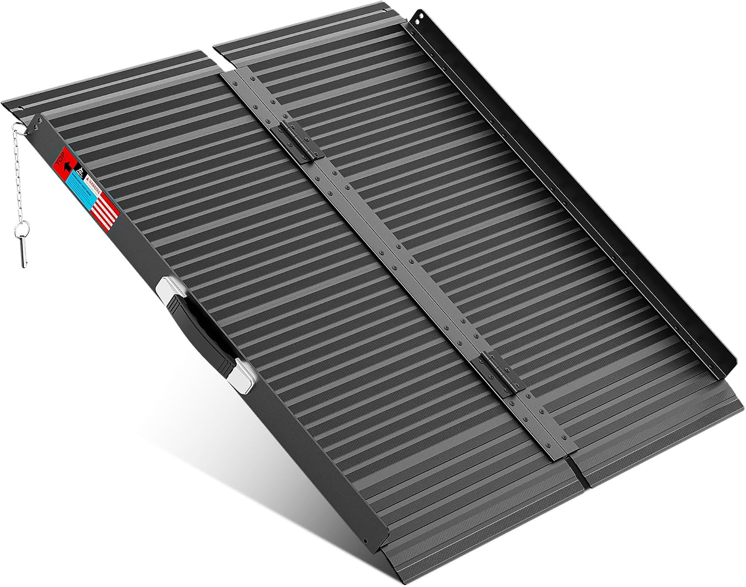 WHALEMOTOR Black Portable Wheelchair Ramp, 3FT No-sew Non-Slip Aluminum Wheelchair Ramp, Folding Portable Wheelchair Ramps for Home, Weight Capacity Up to 800 LBS, Loading Dock Plates