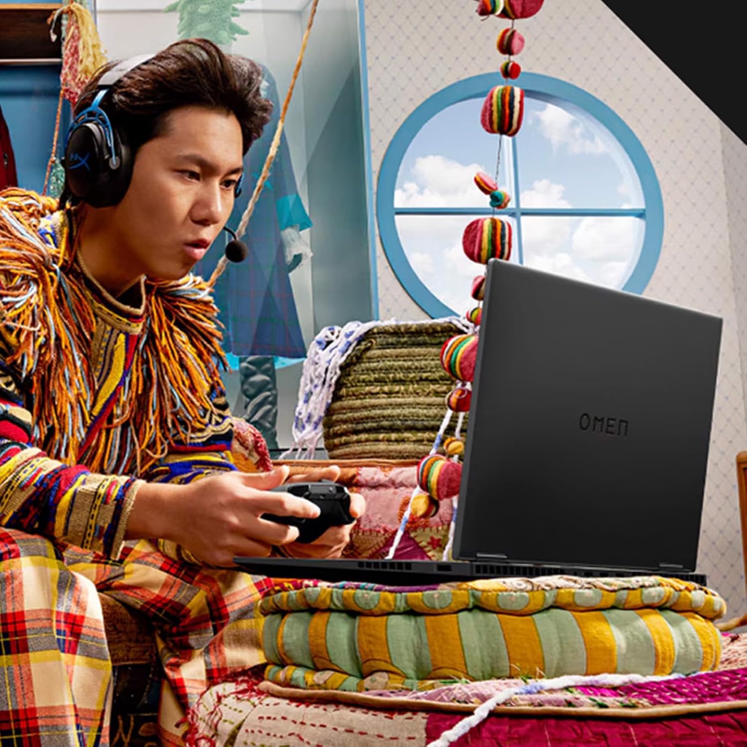 HP OMEN 17.3' RTX 5060 AI Gaming Laptop, FHD IPS 144Hz, AMD Ryzen AI 9 365(Beats Intel i9), NVIDIA RTX 5060, 32GB DDR5, 1TB SSD, RGB Backlit KB, Low Blue Light, Bundle with 512GB Portable SSD (Renewed