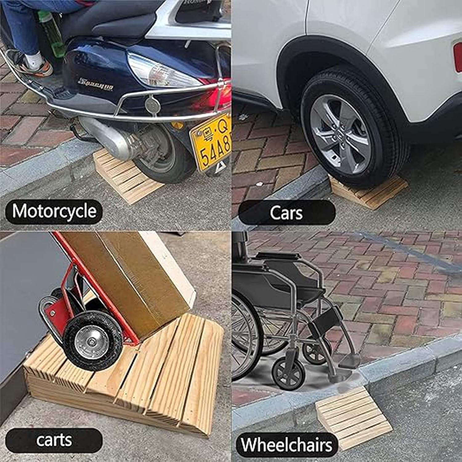Loading Ramps, Threshold Ramp, Rise Wooden Threshold Ramps for Doorways, Non Slip Curb Ramp for Pets/Kids/Elderly/Disabled Entryway Ramp Wheelchair Ramp