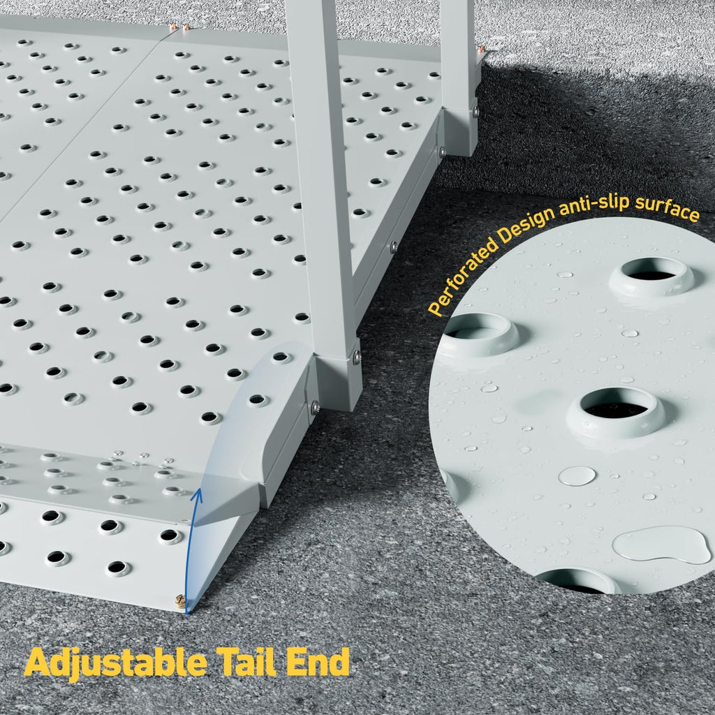 Portable Wheelchair Ramp with Handrails, Non-Slip Iron Handicap Ramp 440lbs Load Capacity, 39-inch Length Wheelchair Ramp for Home Steps, Stairs, Doorways and Curbs