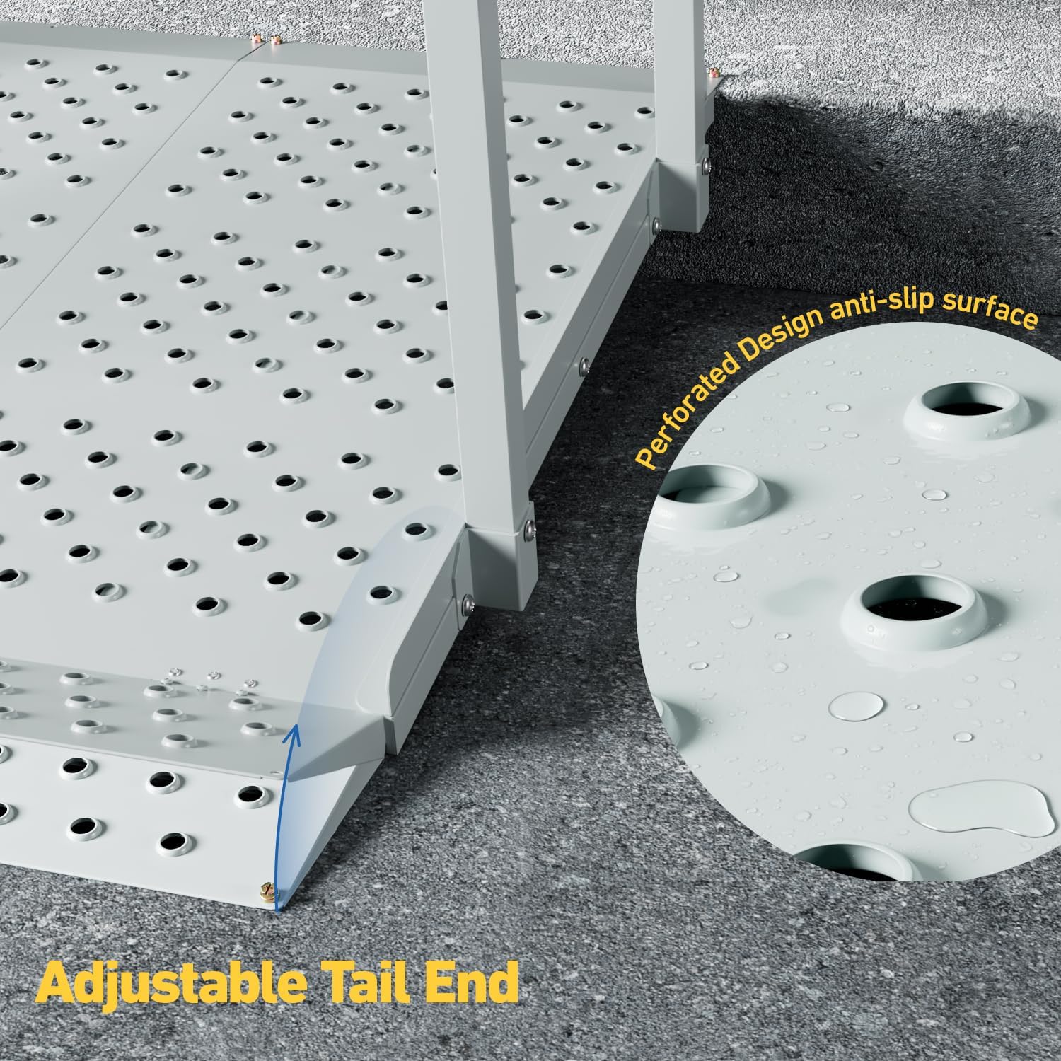 Portable Wheelchair Ramp with Handrails, Non-Slip Iron Handicap Ramp 440lbs Load Capacity, 39-inch Length Wheelchair Ramp for Home Steps, Stairs, Doorways and Curbs