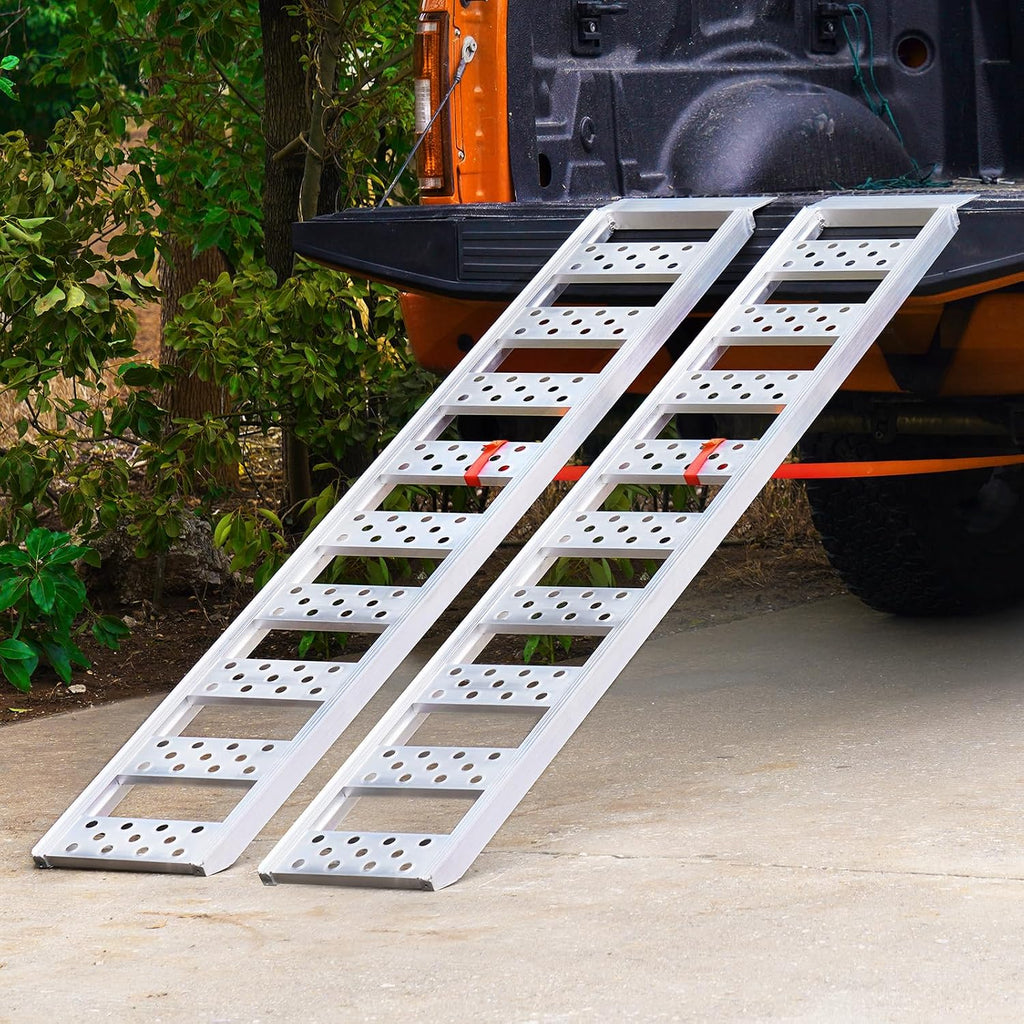 VEVOR Aluminum Ramps, 1250lbs, Straight Ramp with Treads and Load Straps, Portable Loading Ramp for Motorcycles, ATVs, Trucks, Lawn Mower, Dirt Bike, Garden Tractor, 78' L x 12' W, 2Pcs