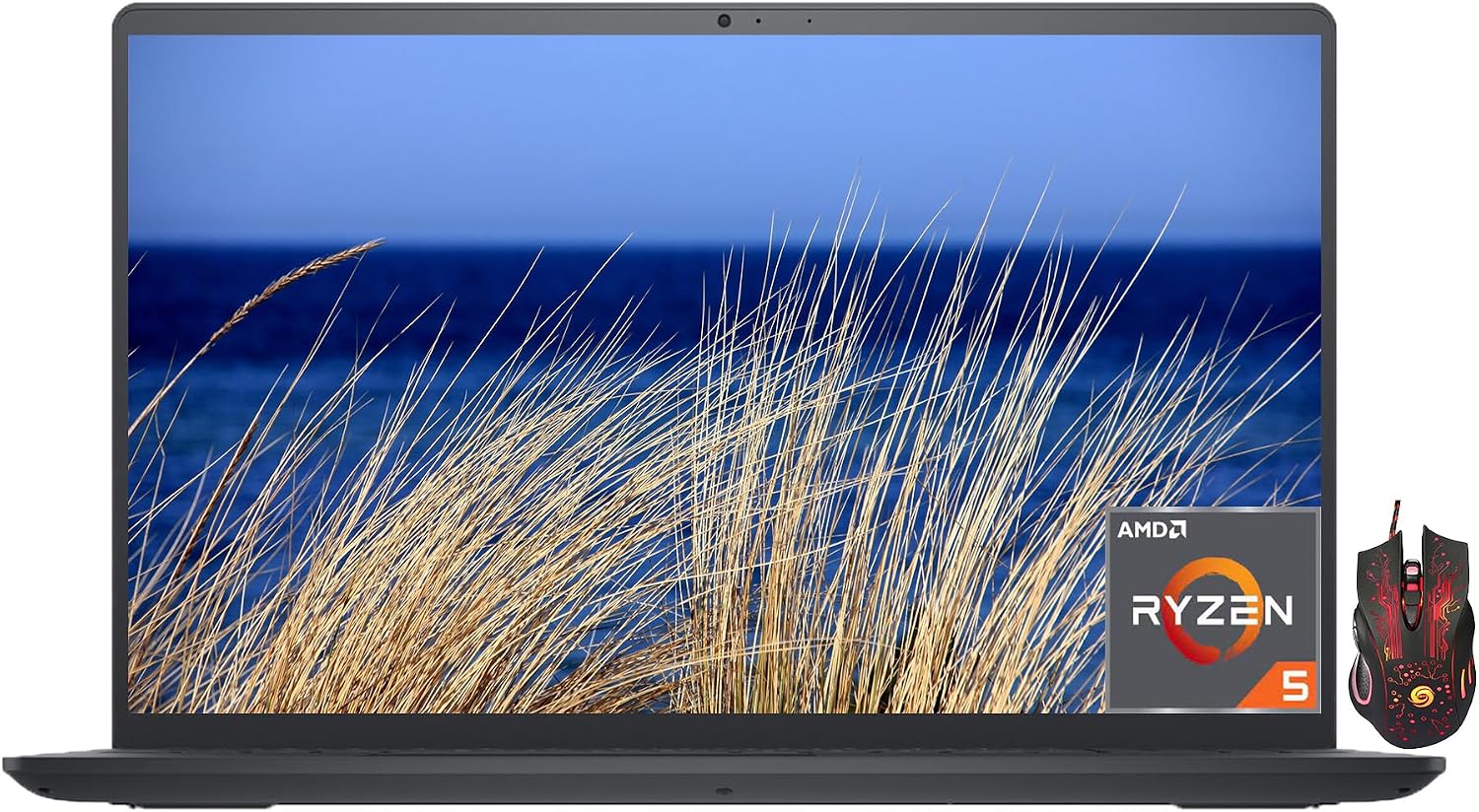 Dell 2024 Newest Inspiron 15 Business Laptop, 15.6' FHD Display, AMD Ryzen 5 5500U(6-core), 12GB RAM, 512GB SSD, AMD Radeon Graphics, Wi-Fi, Bluetooth, Windows 11 Home, with Gaming Mouse