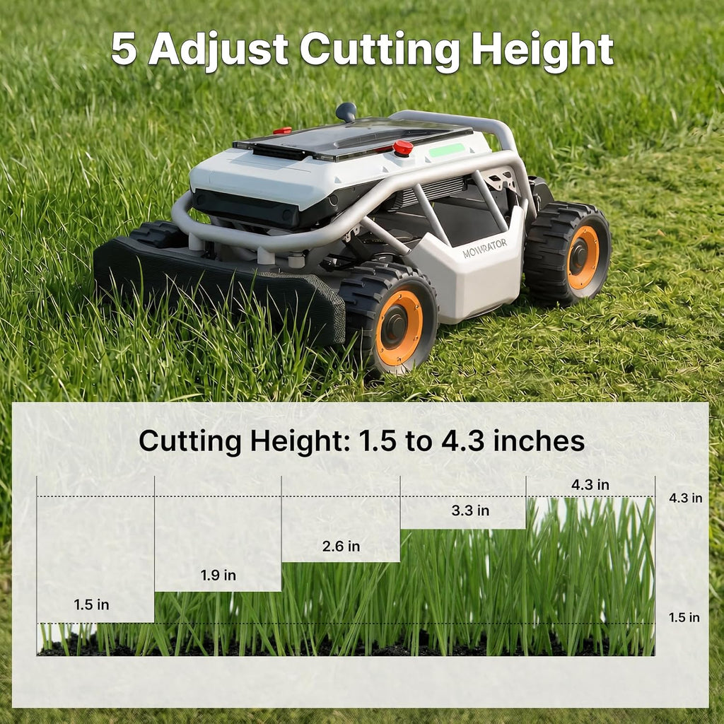 Mowrator S1 4WD 18Ah Remote Control Lawn Mower with Wide Wheels, All-Season Yard Care, 85% (40°) Slope Climbing, with Leaf Shredding Vacuum, 21' Width, 1.5–4.3' Cutting Height, Up to 1.12 Acres