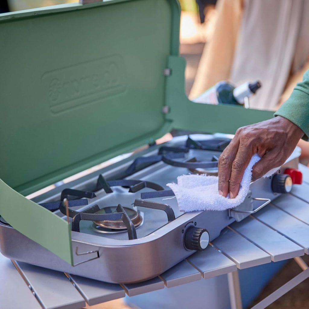 Coleman Cascade 3-in-1 Outdoor Camp Stove, Portable Cooktop with Included Cast-Iron Grill & Griddle Accessories, 24,000 BTUs of Power for Camping, Tailgating, Grilling