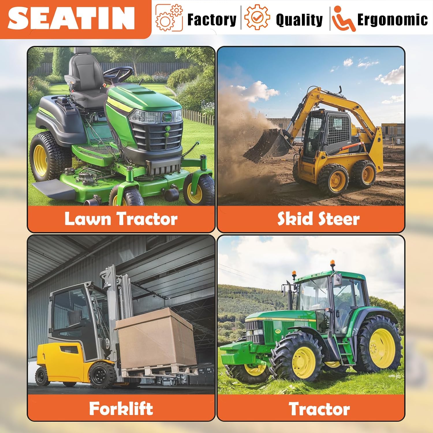 SEATIN Universal Seat Suspension Kit Low Profile Suspension for Zero Turn Lawn Mower Tractor Forklift, Compatible with Most Aftermarket Seats (Suspension)