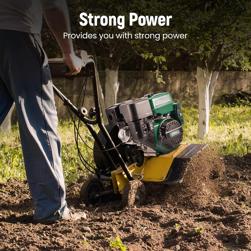 maXpeedingrods 15HP 420cc Gas Engine, Electric Start 4 Stroke OHV Horizontal Gasoline Engine, Shaft 1' (25.4mm) Diameter, Shaft 1/4' Keyway, for Go-Karts Log Splitters Compressors Lawn Mowers
