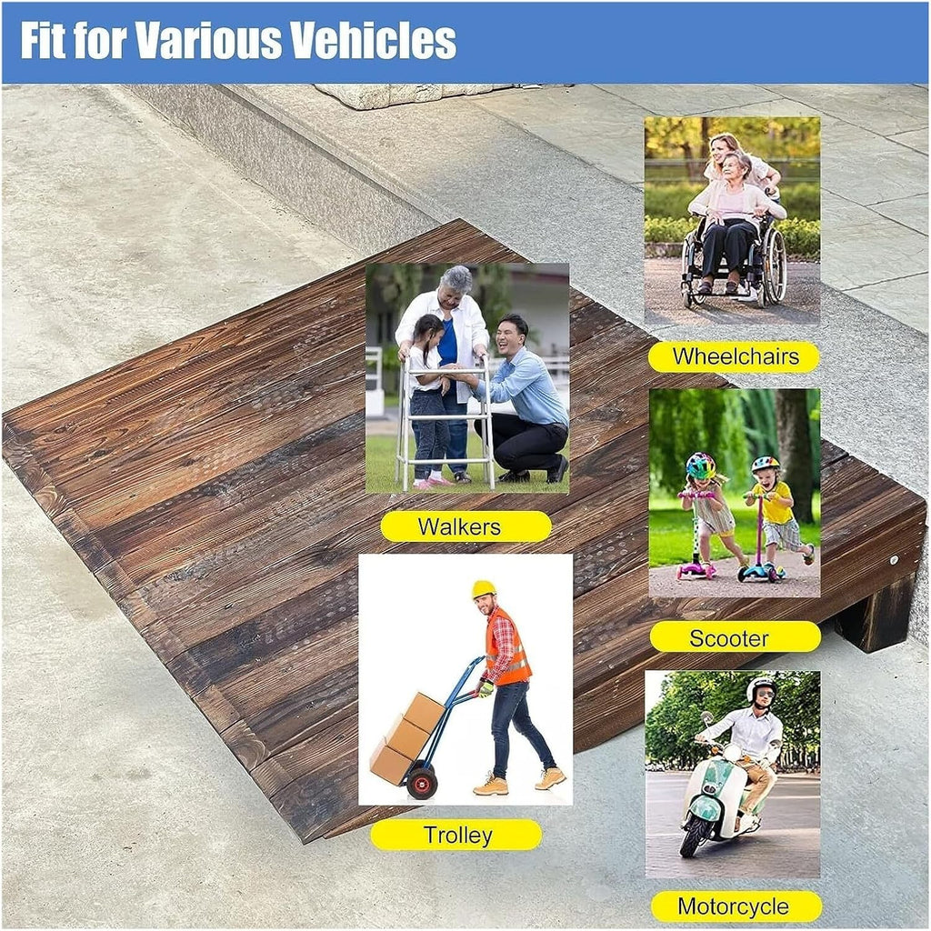 4' 7' 8' Rise Door Ramp for Wheelchairs, Wooden Threshold Ramps for Doorways, Non Slip Portable Home Entry Ramps,Size : 90x60x13cm/35.4x23.6x5in