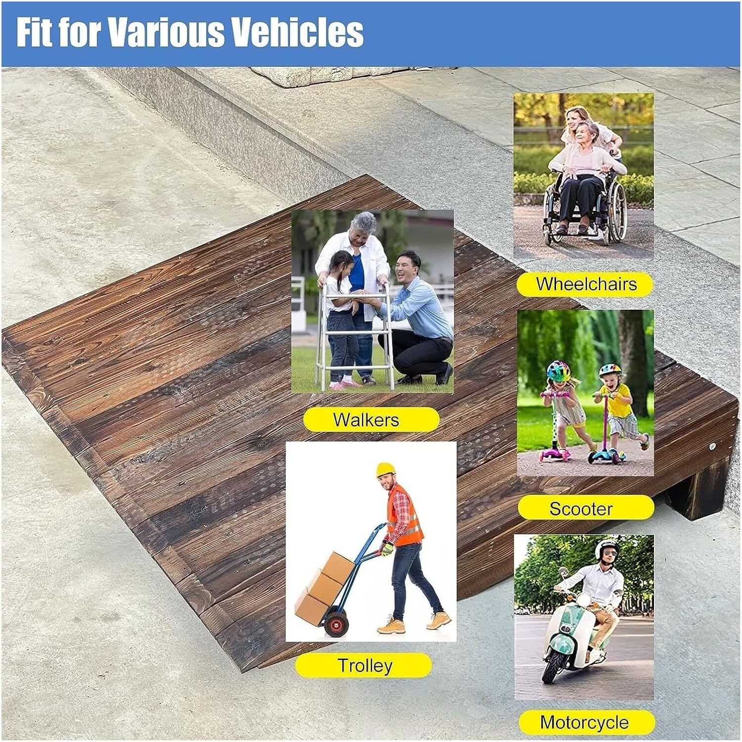 4' 7' 8' Rise Door Ramp for Wheelchairs, Wooden Threshold Ramps for Doorways, Non Slip Portable Home Entry Ramps,Size : 90x60x13cm/35.4x23.6x5in